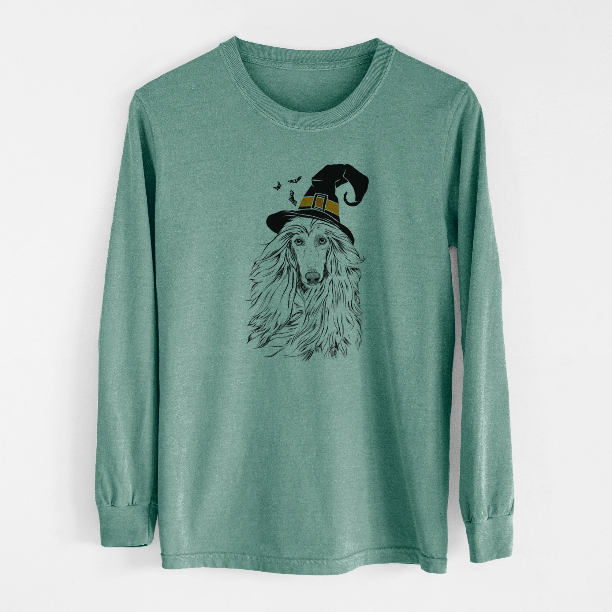 Witch Fabio the Afghan Hound - Men's Heavyweight 100% Cotton Long Sleeve - Image 13