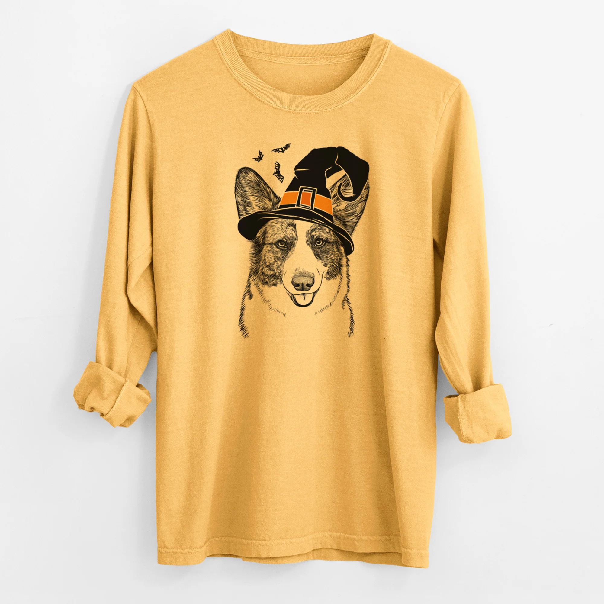 Witch Gabby the Cardigan Welsh Corgi - Men's Heavyweight 100% Cotton Long Sleeve - Image 3