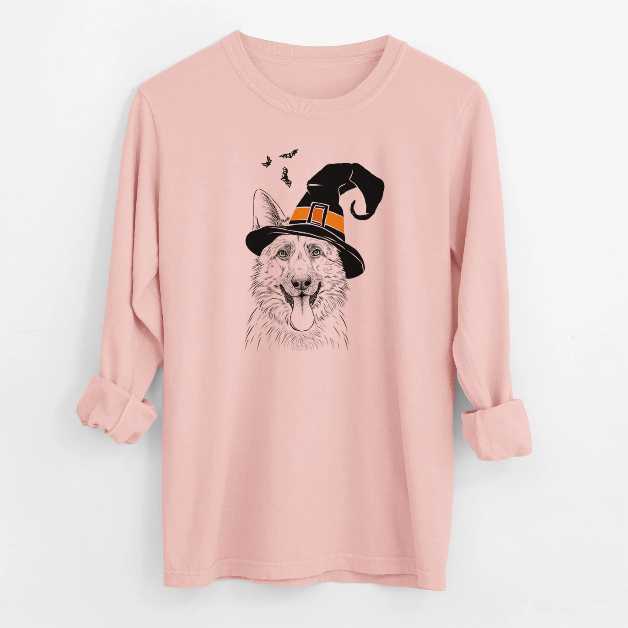 Witch Grace the German Shepherd - Men's Heavyweight 100% Cotton Long Sleeve - Image 12