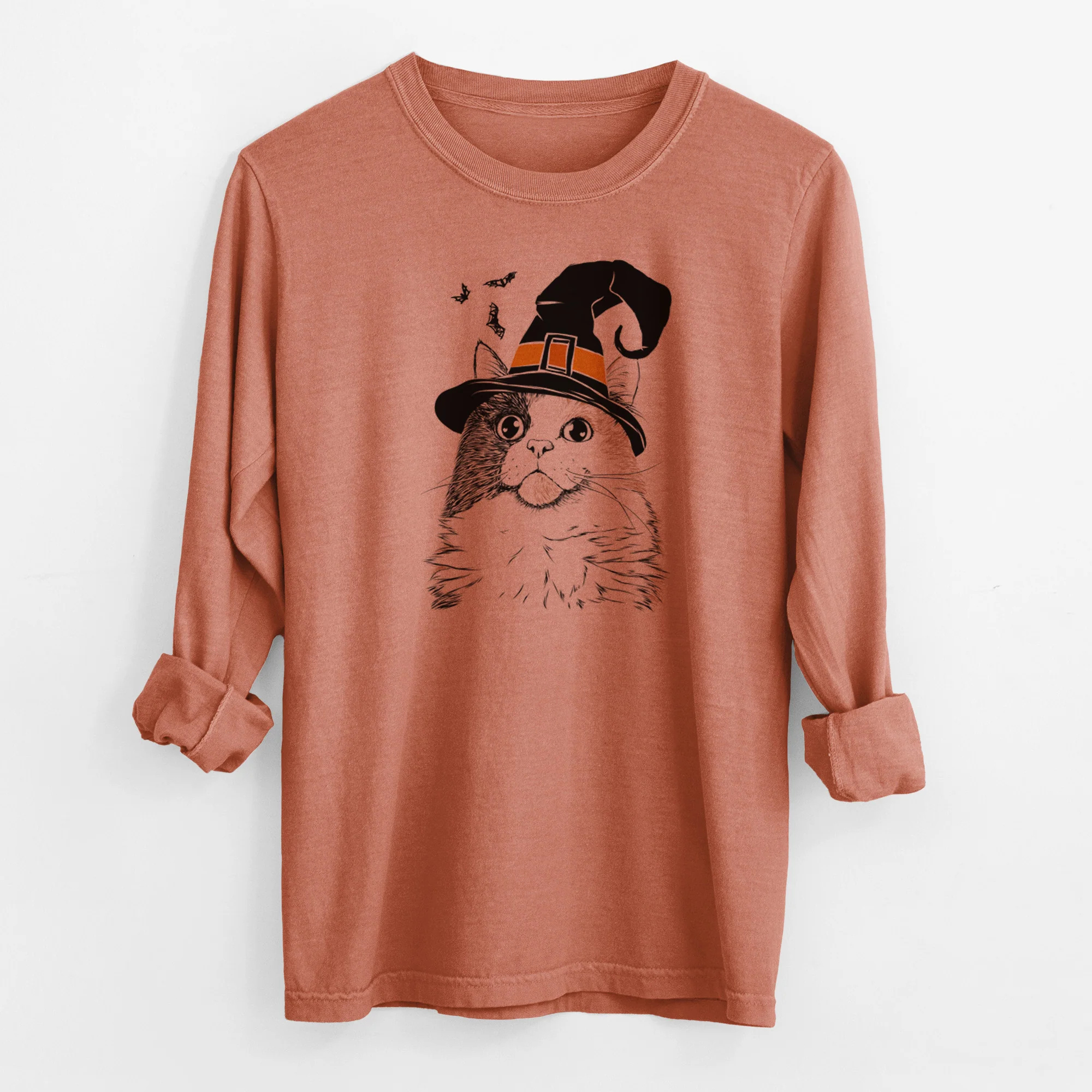 Witch Greta the Calico Cat - Men's Heavyweight 100% Cotton Long Sleeve