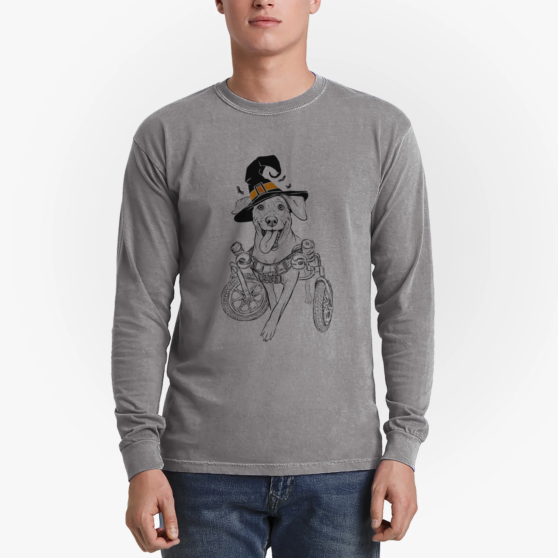 Witch Hannah the Pitbull Mix - Men's Heavyweight 100% Cotton Long Sleeve - Image 5