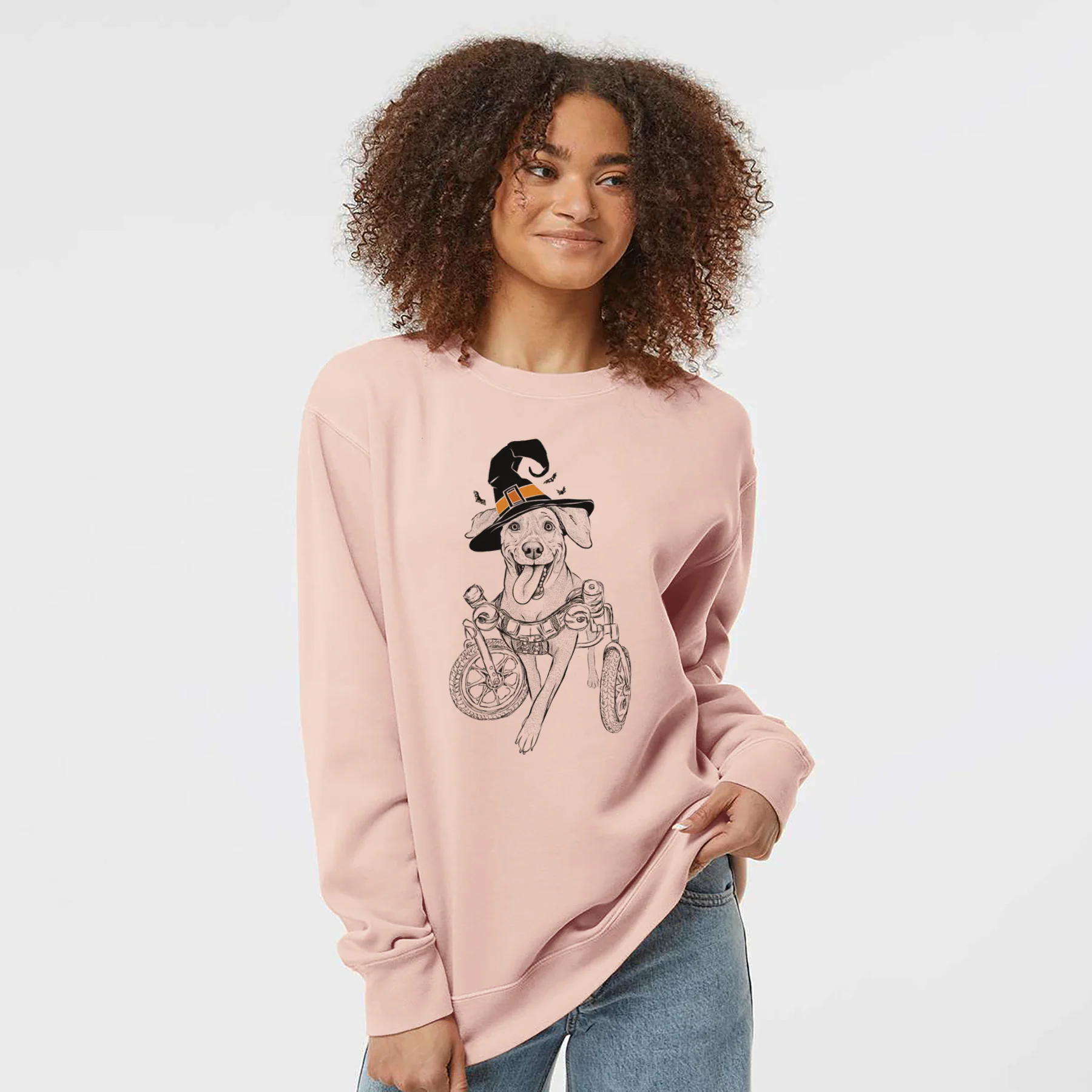Witch Hannah the Pitbull Mix - Unisex Pigment Dyed Crew Sweatshirt - Image 3