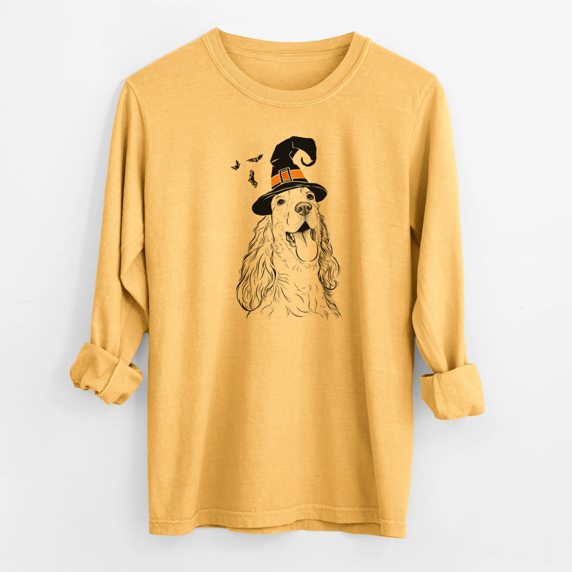 Witch Happy Henry the English Cocker Spaniel - Men's Heavyweight 100% Cotton Long Sleeve - Image 3
