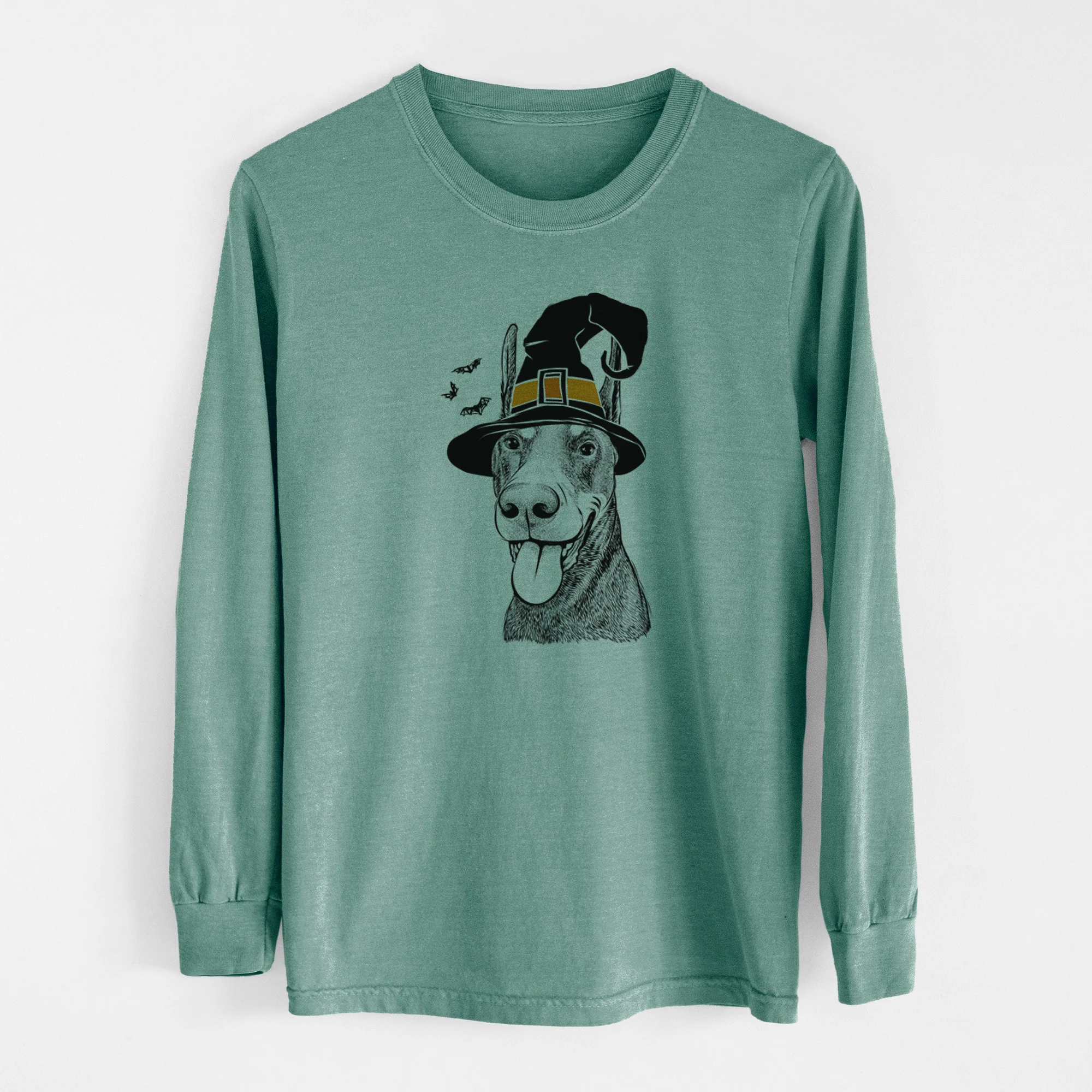 Witch Happy Sunny the Doberman Pinscher - Men's Heavyweight 100% Cotton Long Sleeve - Image 13