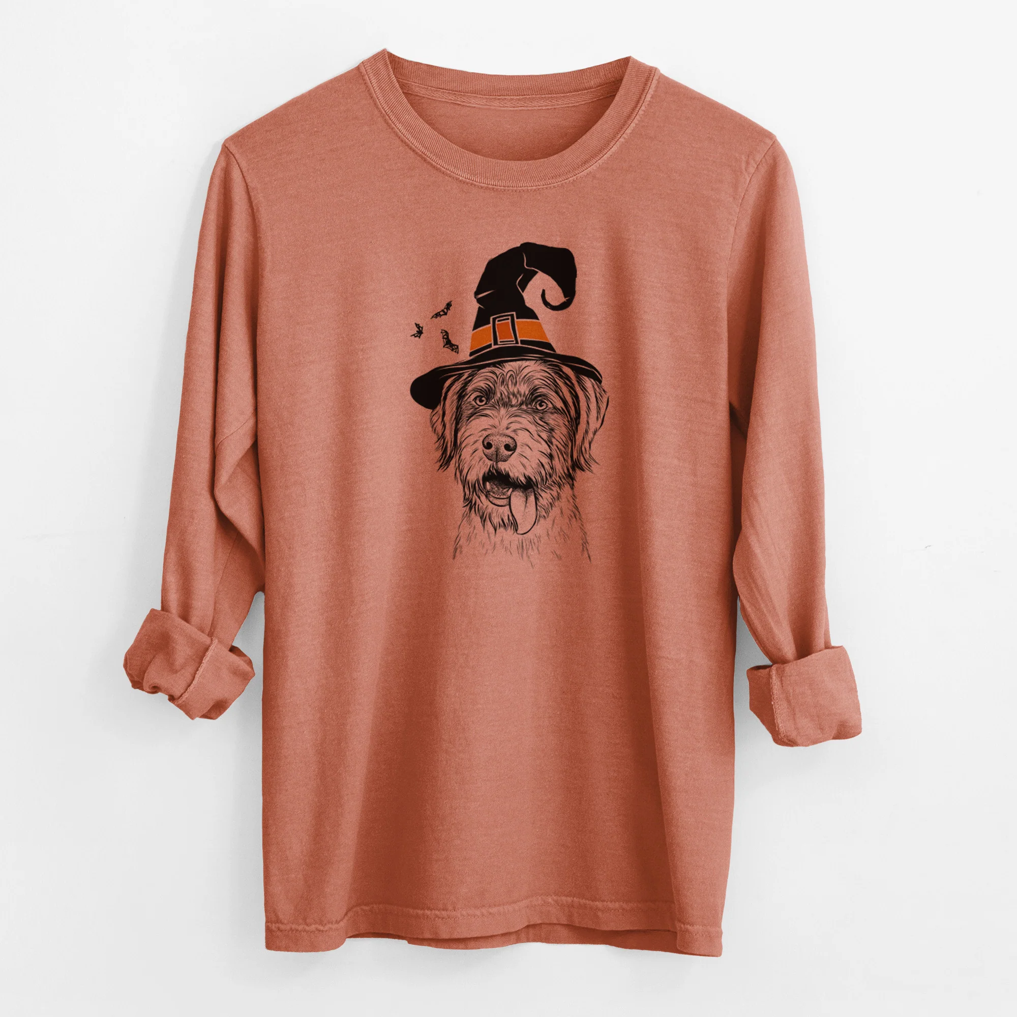 Witch Hazel the German Wirehaired Pointer Mix - Men's Heavyweight 100% Cotton Long Sleeve