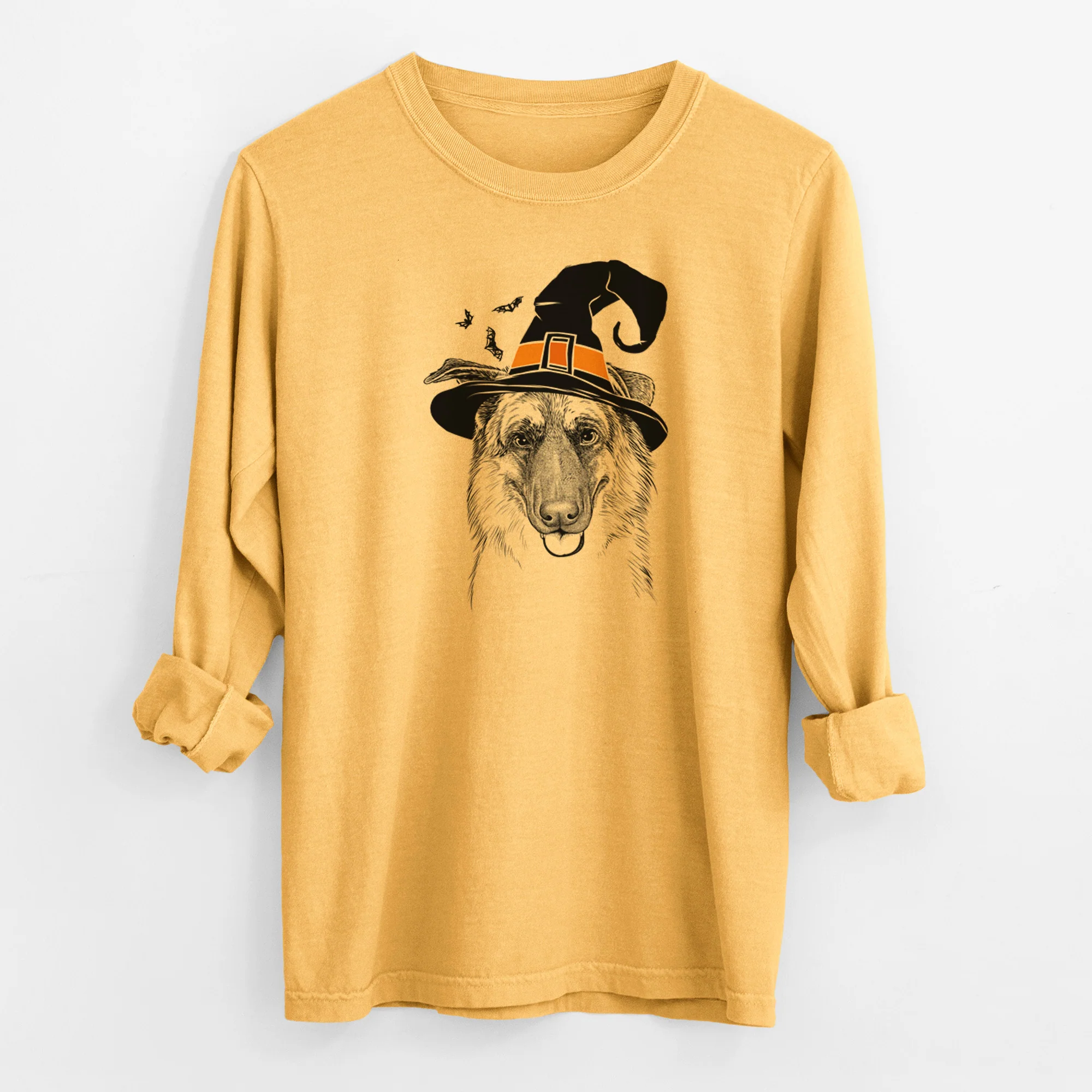 Witch Henry the German Shepherd - Men's Heavyweight 100% Cotton Long Sleeve - Image 3