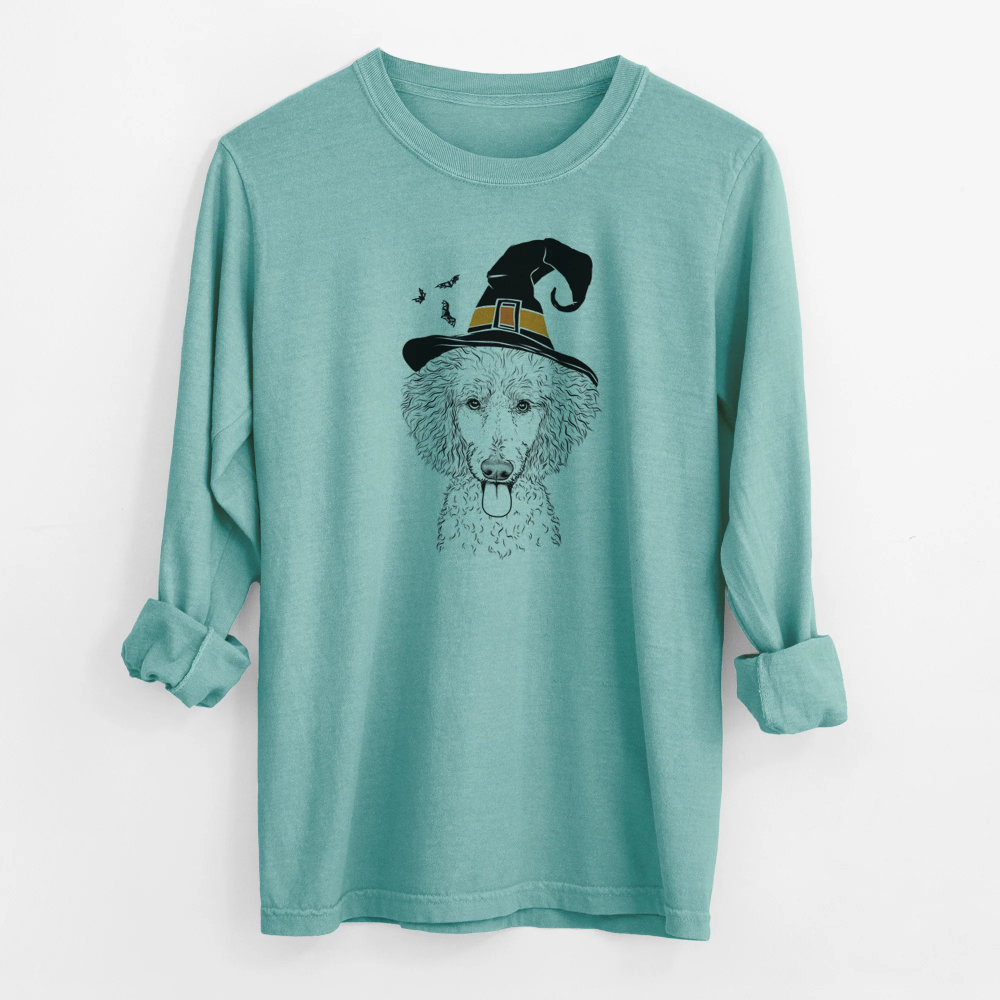 Witch Henry the White Standard Poodle - Men's Heavyweight 100% Cotton Long Sleeve - Image 9