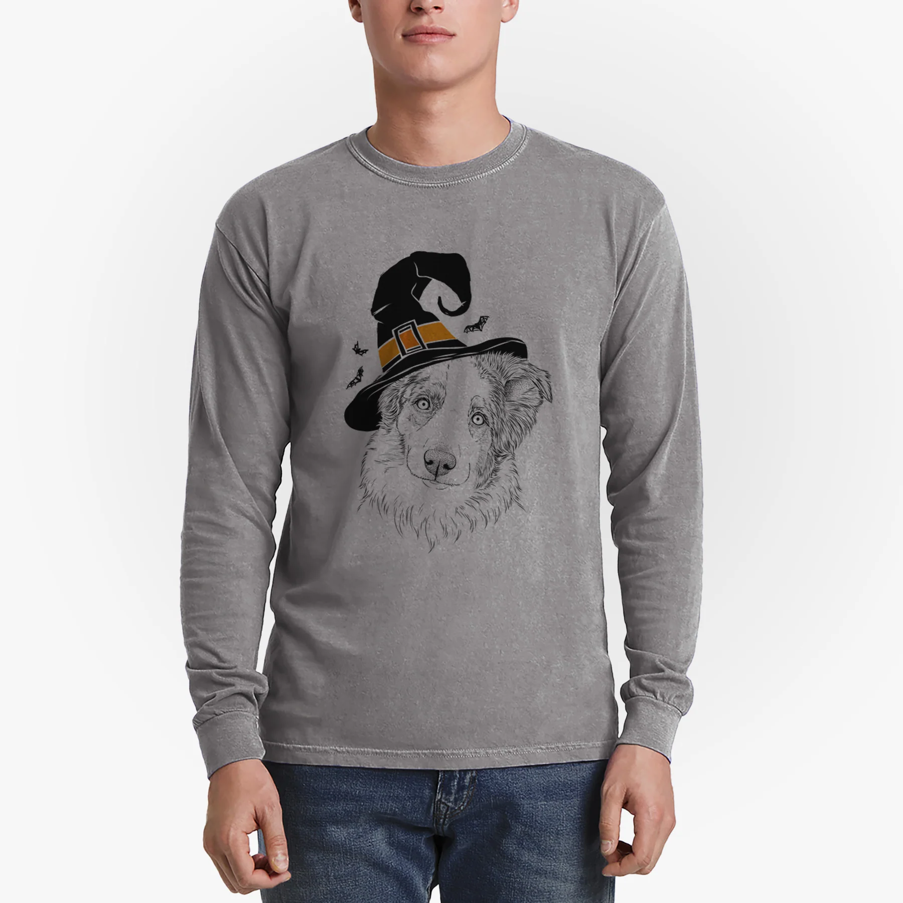 Witch HoneyBee the Miniature Australian Shepherd - Men's Heavyweight 100% Cotton Long Sleeve - Image 5