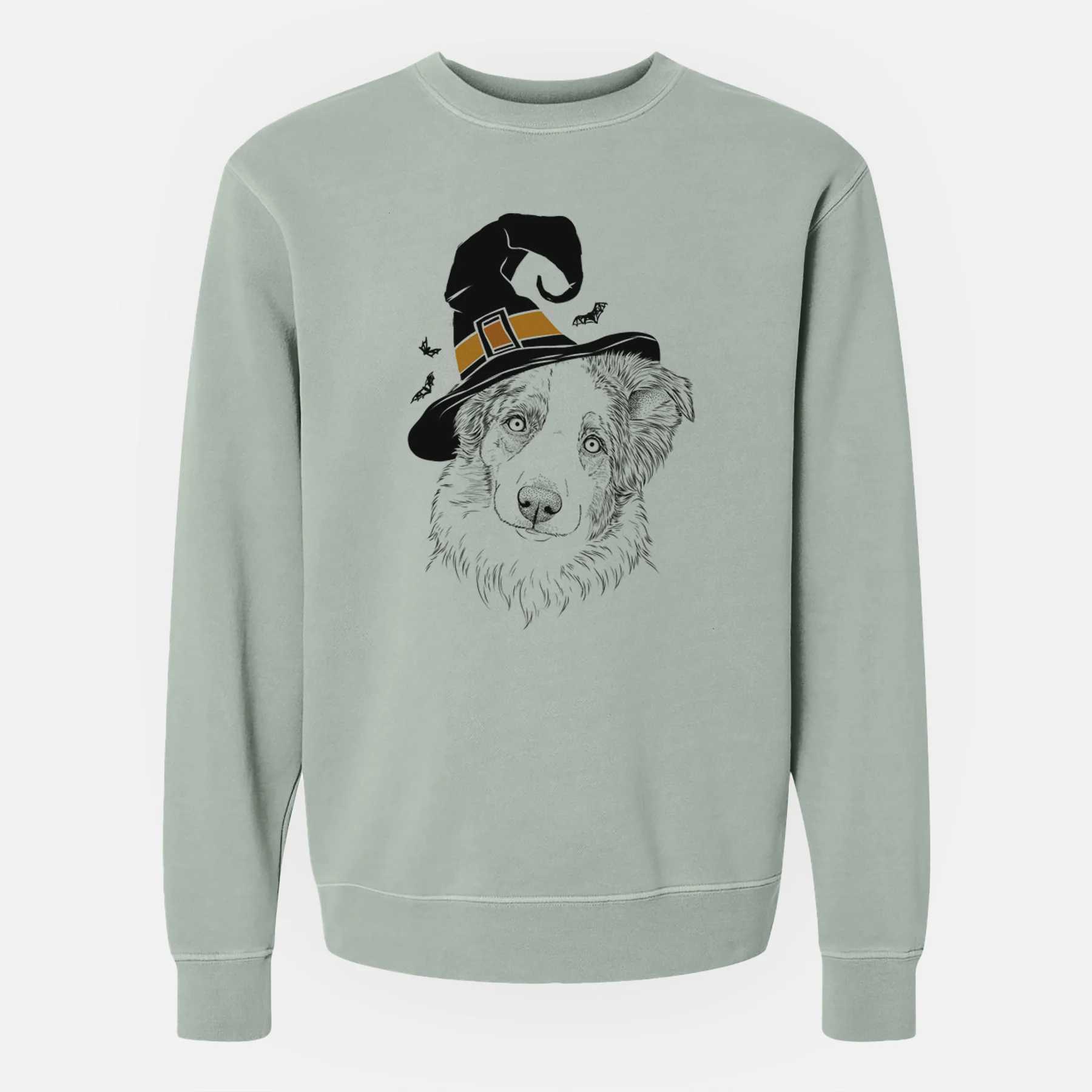 Witch HoneyBee the Miniature Australian Shepherd - Unisex Pigment Dyed Crew Sweatshirt - Image 4