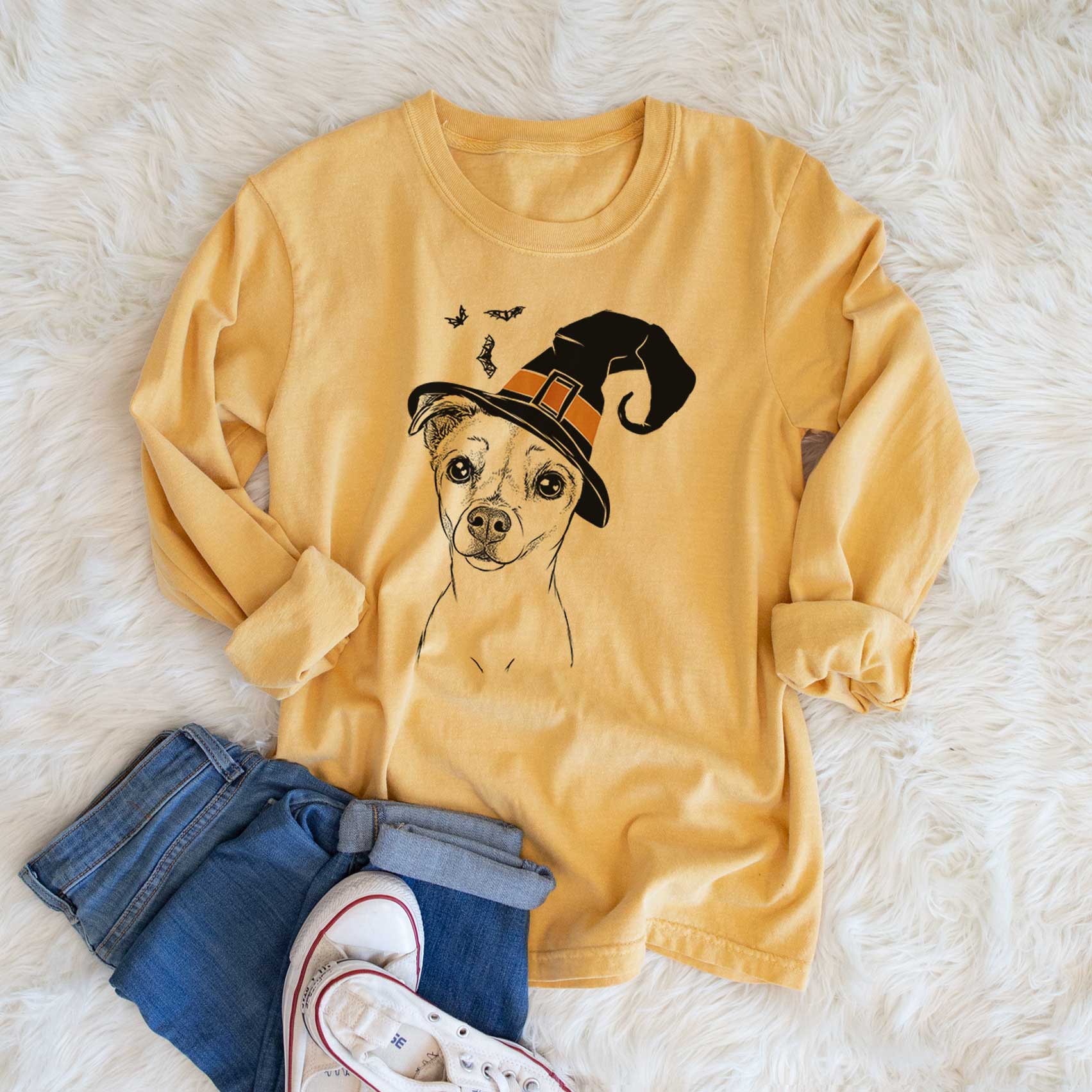 Witch Izzy the Chiweenie - Men's Heavyweight 100% Cotton Long Sleeve - Image 6