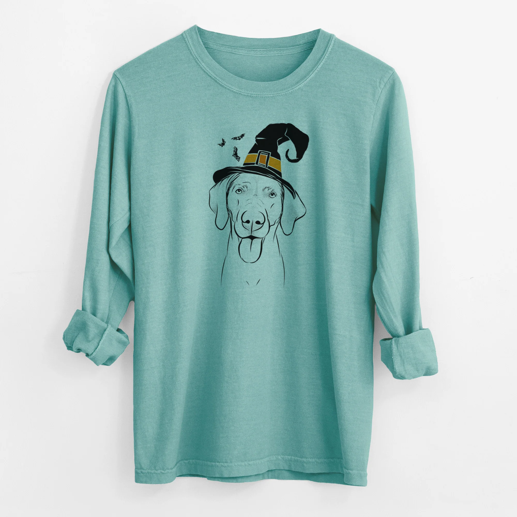 Witch Jackson the Weimaraner - Men's Heavyweight 100% Cotton Long Sleeve - Image 9