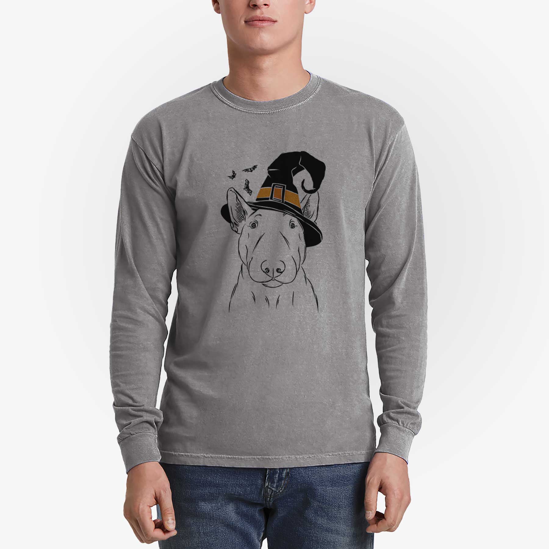 Witch Jett the Bull Terrier - Men's Heavyweight 100% Cotton Long Sleeve - Image 5