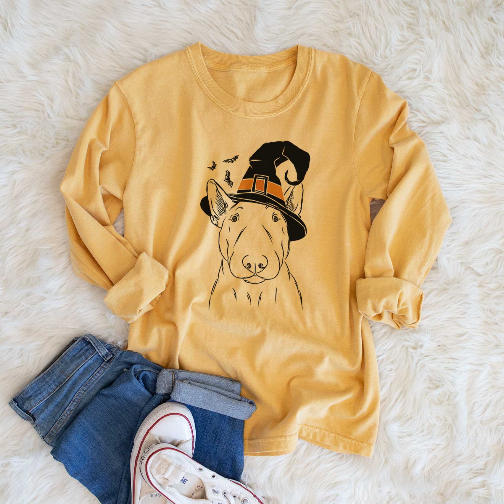 Witch Jett the Bull Terrier - Men's Heavyweight 100% Cotton Long Sleeve - Image 6