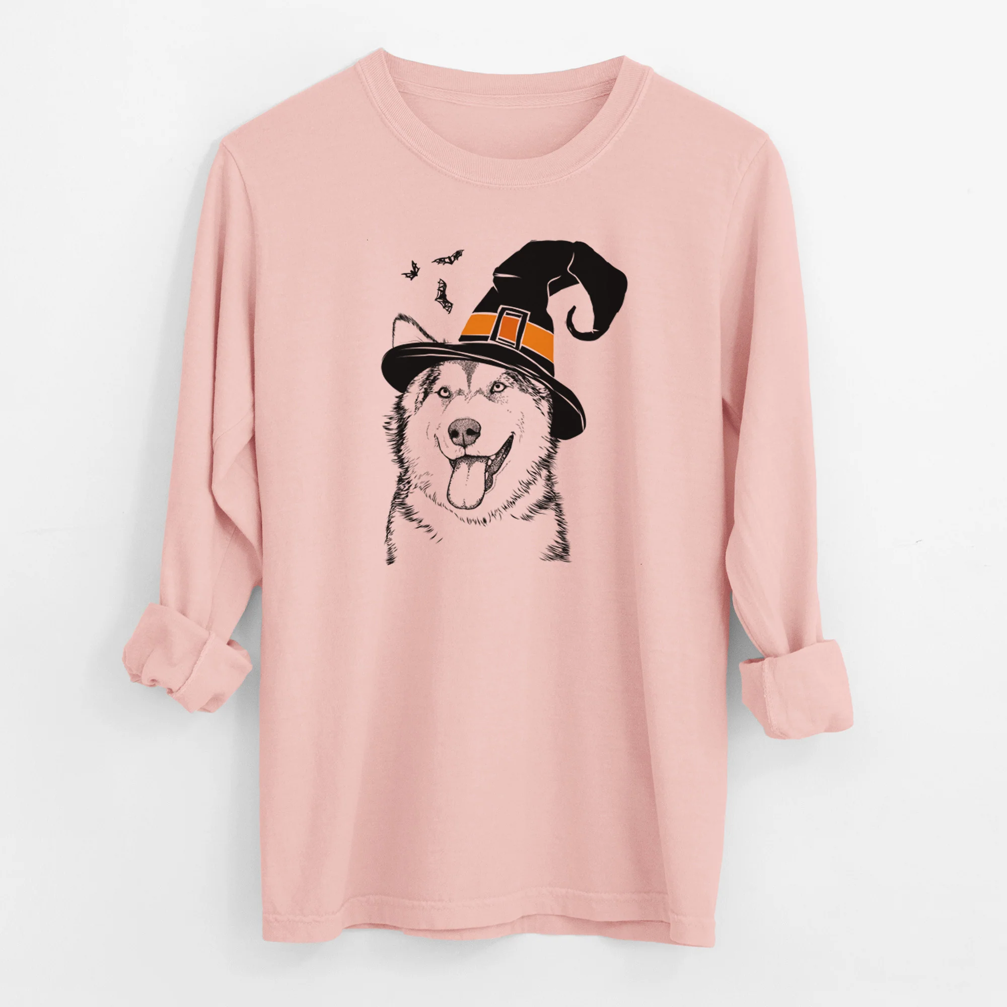 Witch Kaskae the Alaskan Malamute - Men's Heavyweight 100% Cotton Long Sleeve - Image 12