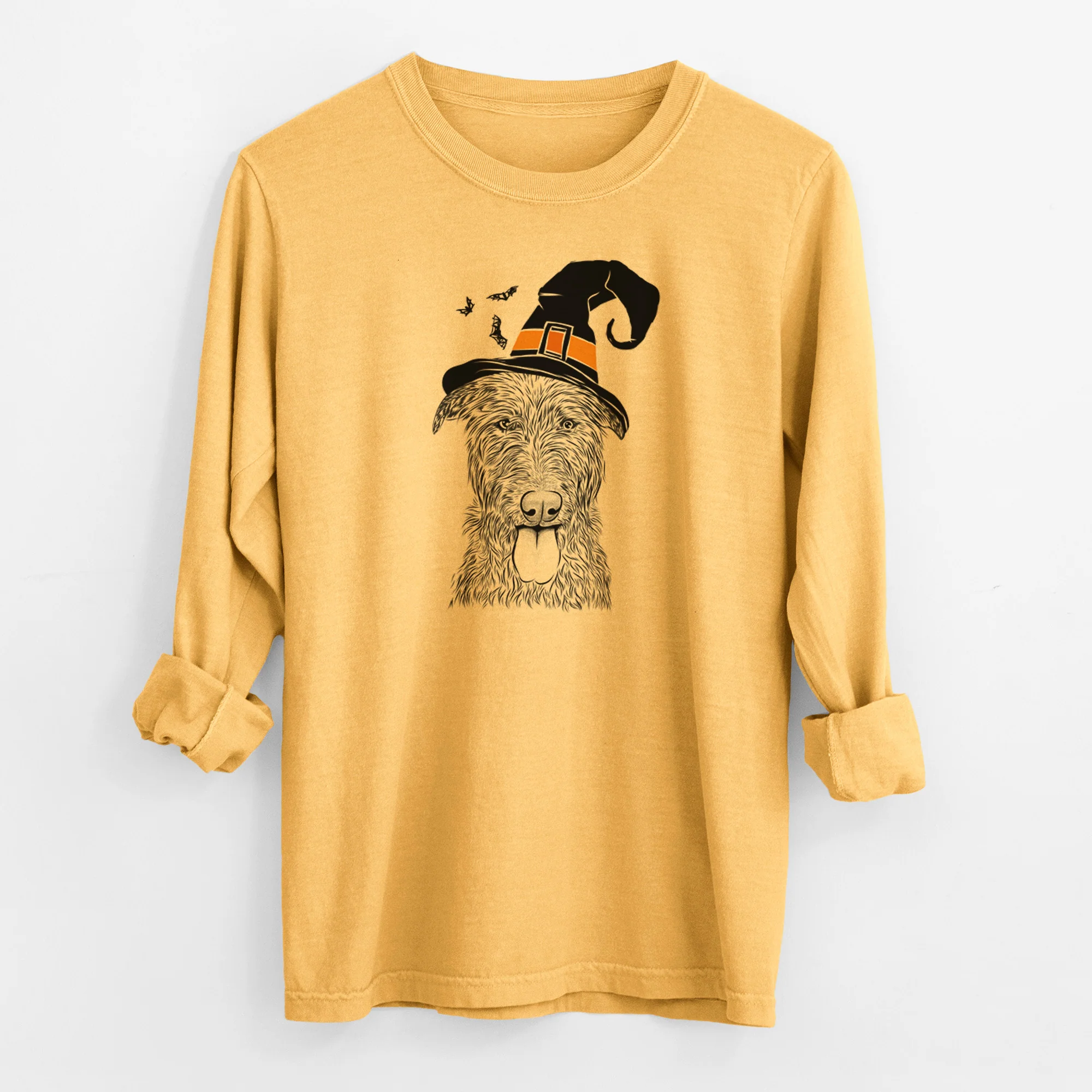 Witch Keeva the Irish Wolfhound - Men's Heavyweight 100% Cotton Long Sleeve - Image 3