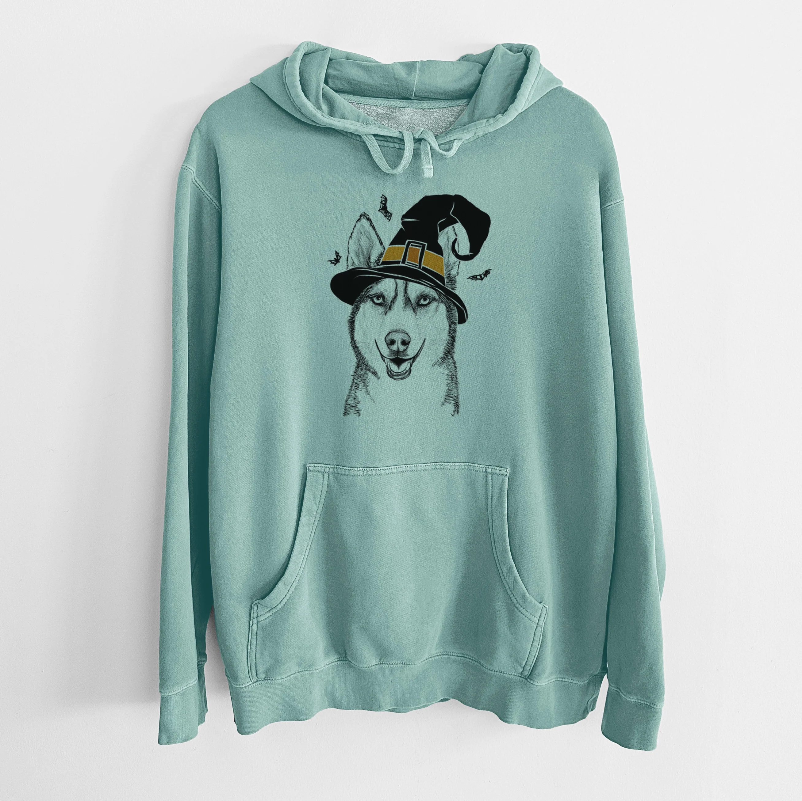 Witch Kira the Siberian Husky - Unisex Pigment Dyed Hoodie - Image 8