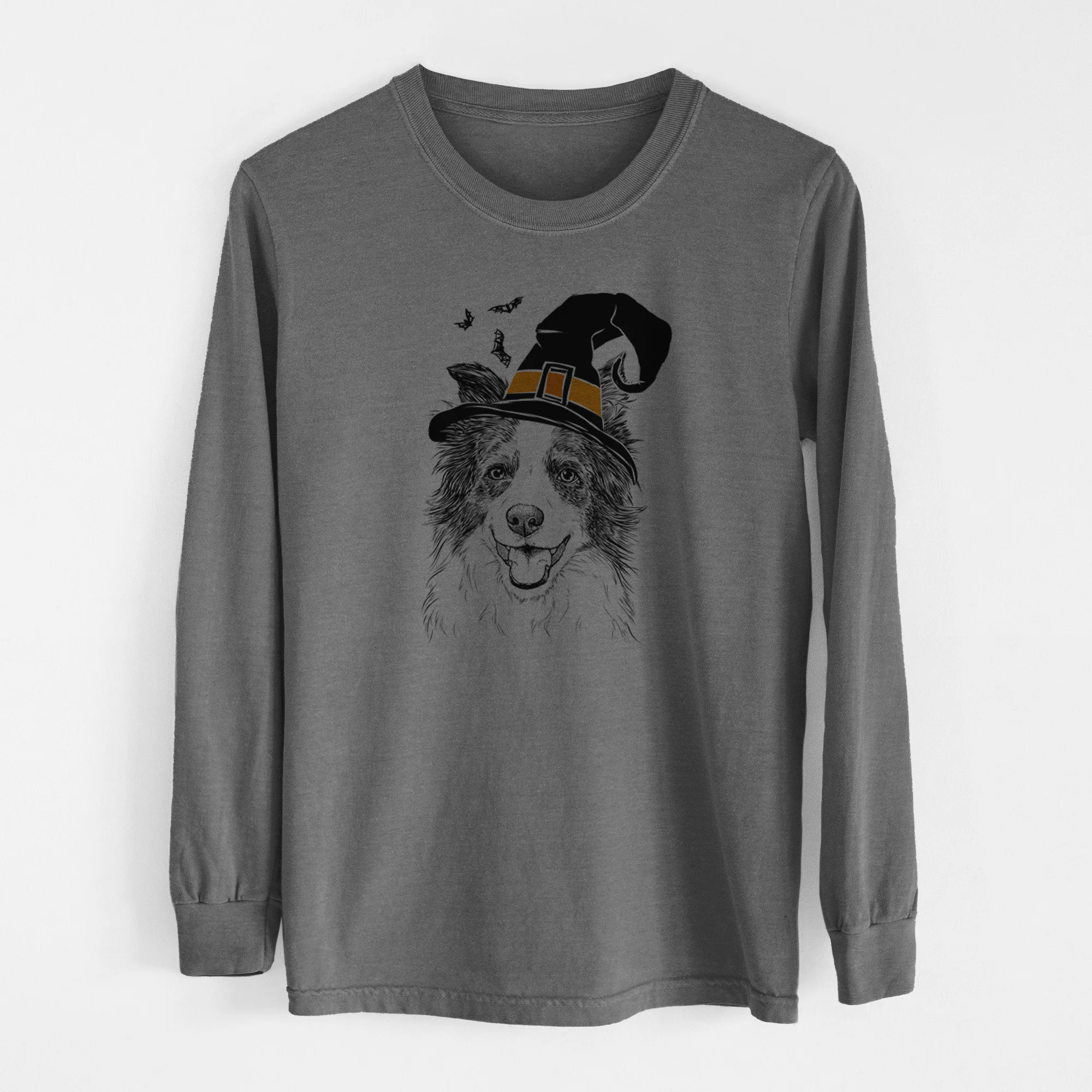 Witch Kylee the Border Collie - Men's Heavyweight 100% Cotton Long Sleeve - Image 14