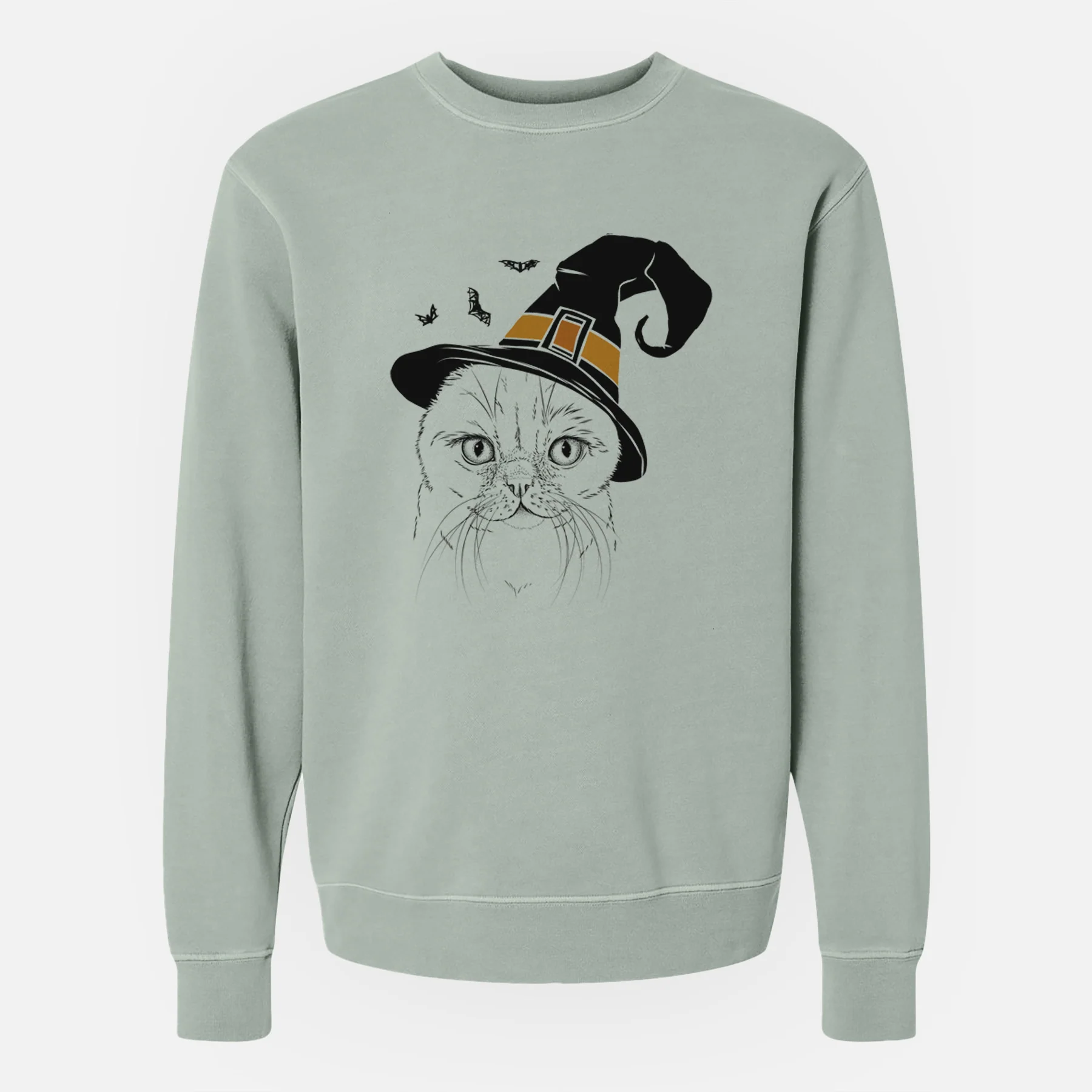 Witch Lina the Exotic Fold Cat - Unisex Pigment Dyed Crew Sweatshirt - Image 4