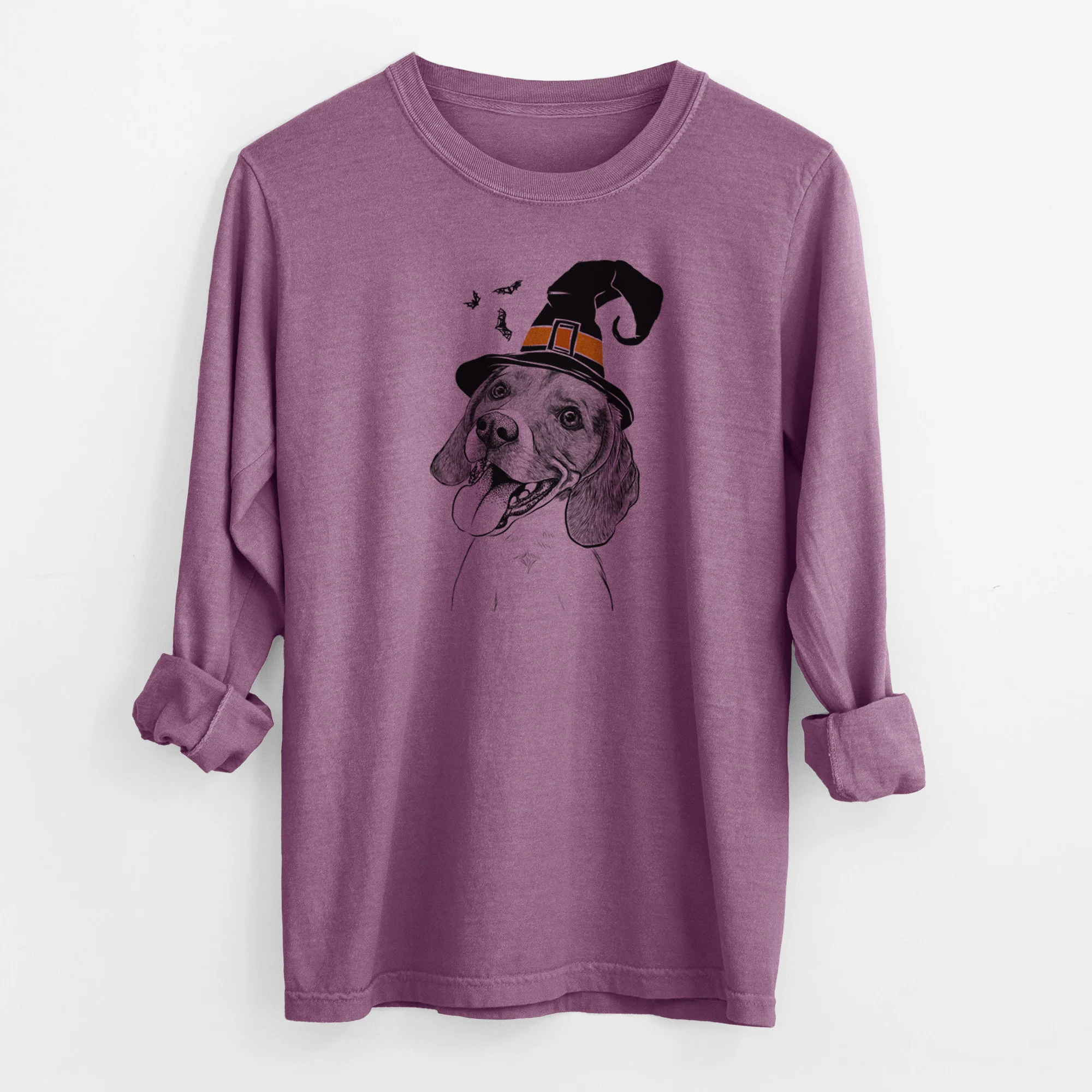 Witch Little Bandit the Beagle - Men's Heavyweight 100% Cotton Long Sleeve - Image 10