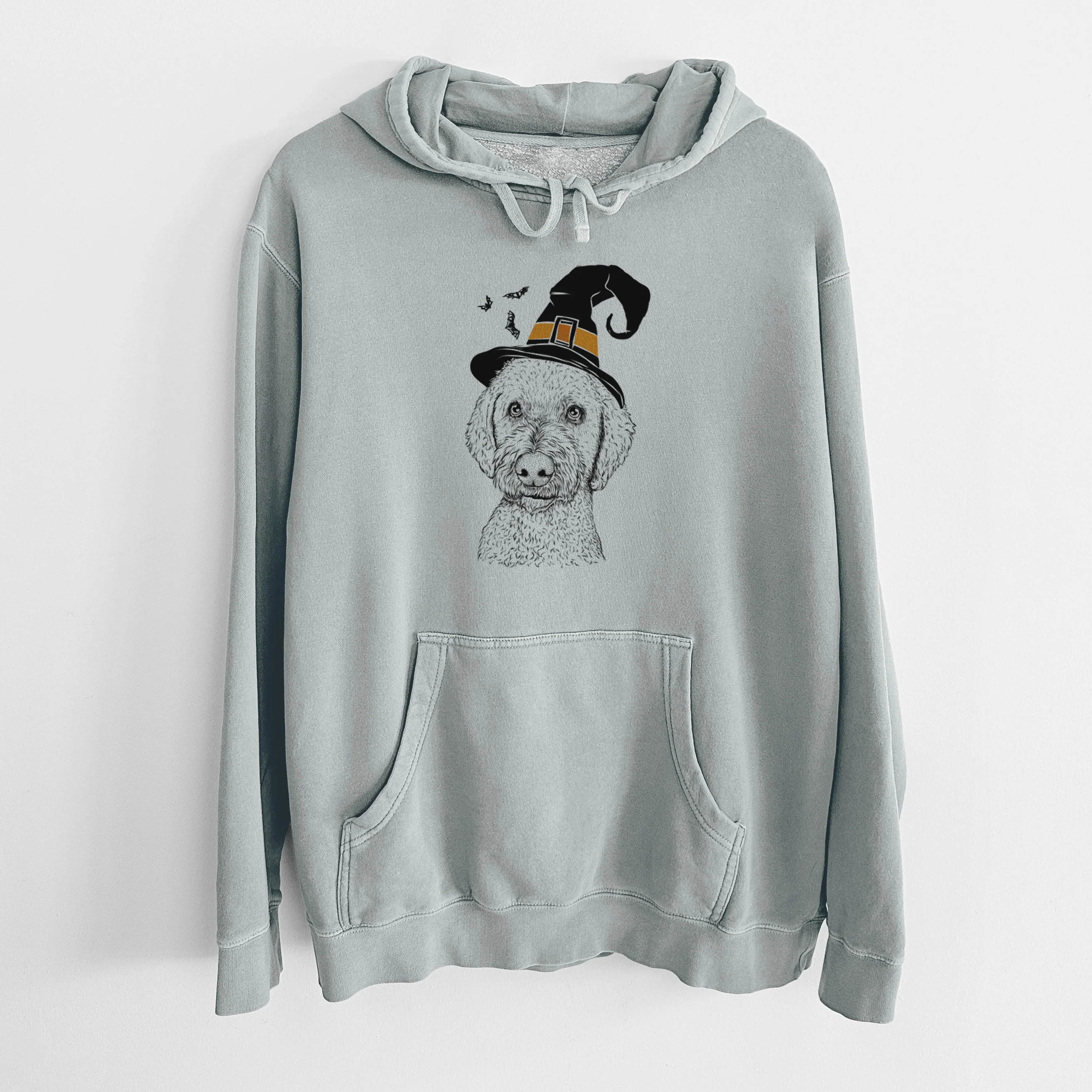 Witch Lucy Boo the Goldendoodle - Unisex Pigment Dyed Hoodie - Image 6