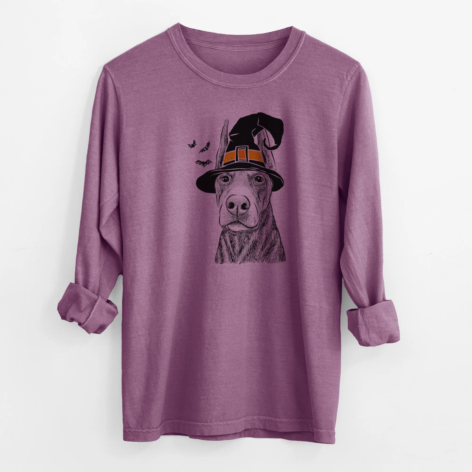 Witch Luna the Doberman Pinscher - Men's Heavyweight 100% Cotton Long Sleeve - Image 10