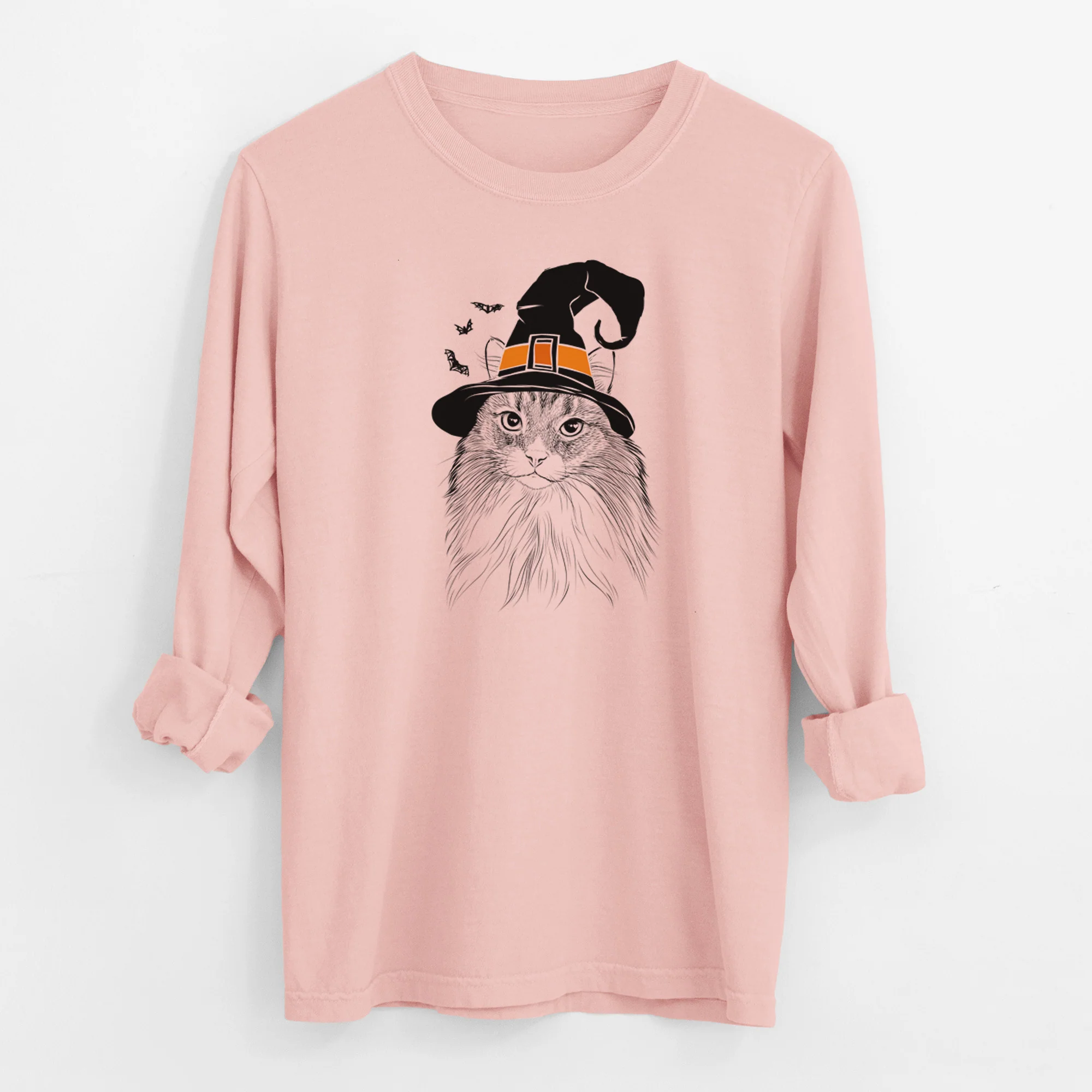 Witch Maks the Siberian Cat - Men's Heavyweight 100% Cotton Long Sleeve - Image 12
