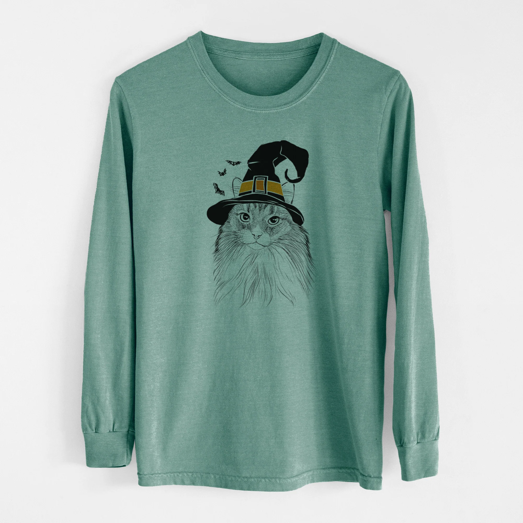 Witch Maks the Siberian Cat - Men's Heavyweight 100% Cotton Long Sleeve - Image 13