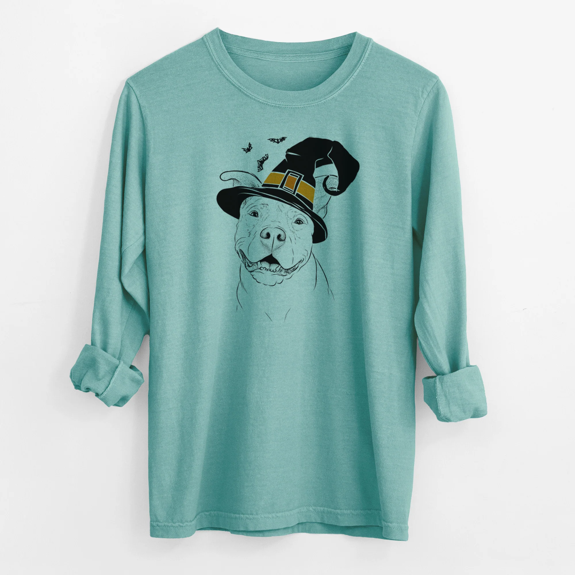 Witch Malibu the Staffordshire Terrier/Pitbull Mix - Men's Heavyweight 100% Cotton Long Sleeve - Image 9