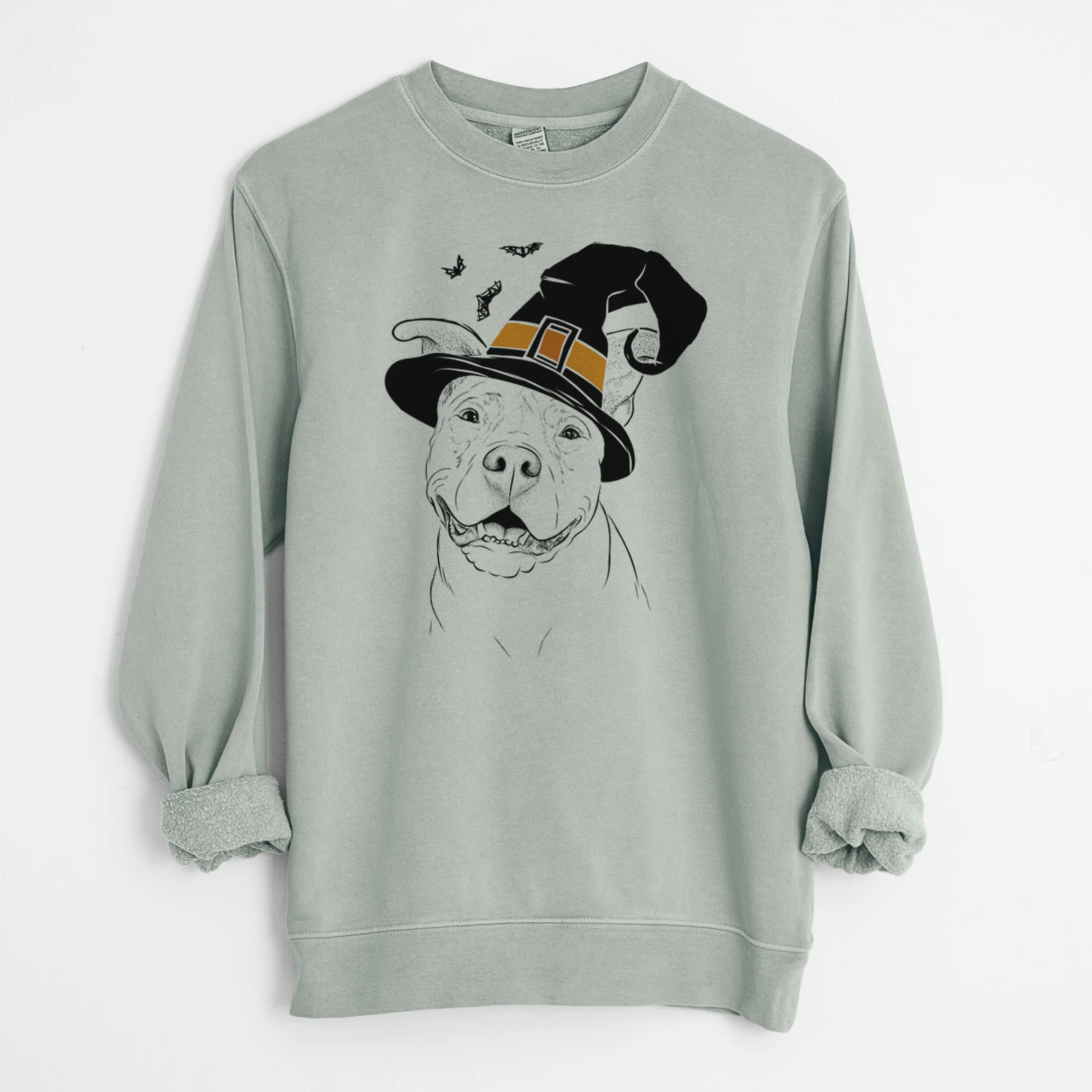 Witch Malibu the Staffordshire Terrier/Pitbull Mix - Unisex Pigment Dyed Crew Sweatshirt - Image 6