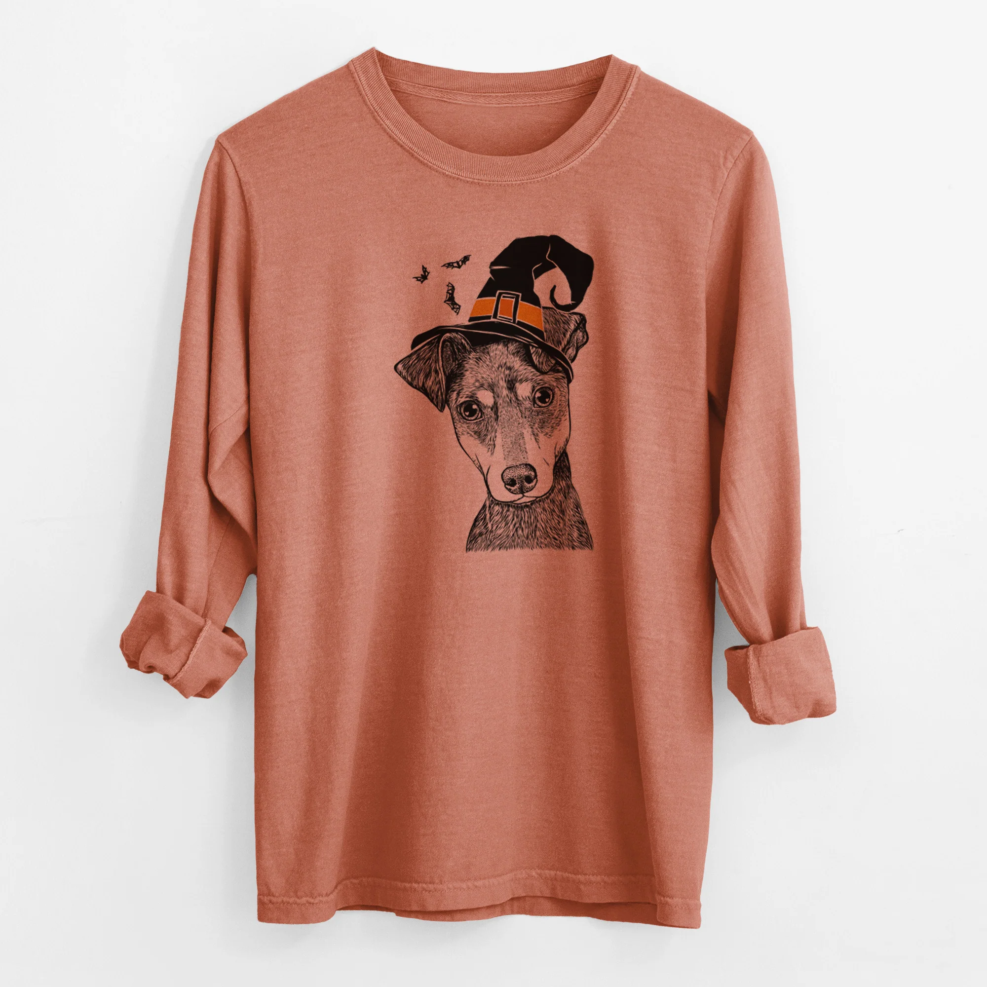 Witch Manny the Manchester Terrier - Men's Heavyweight 100% Cotton Long Sleeve