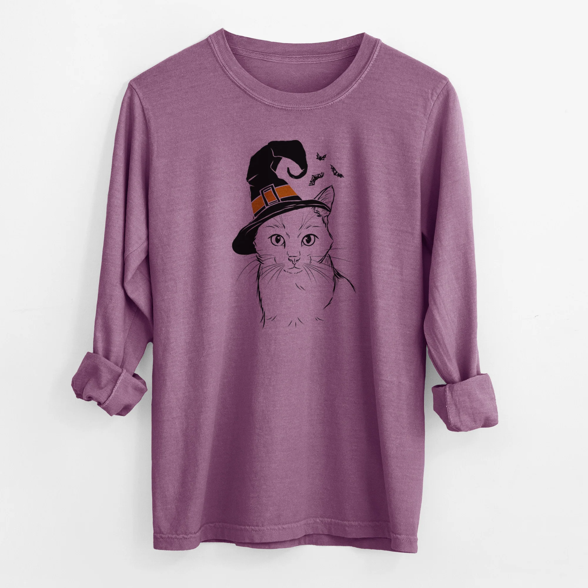 Witch Maverick the Cat - Men's Heavyweight 100% Cotton Long Sleeve - Image 10