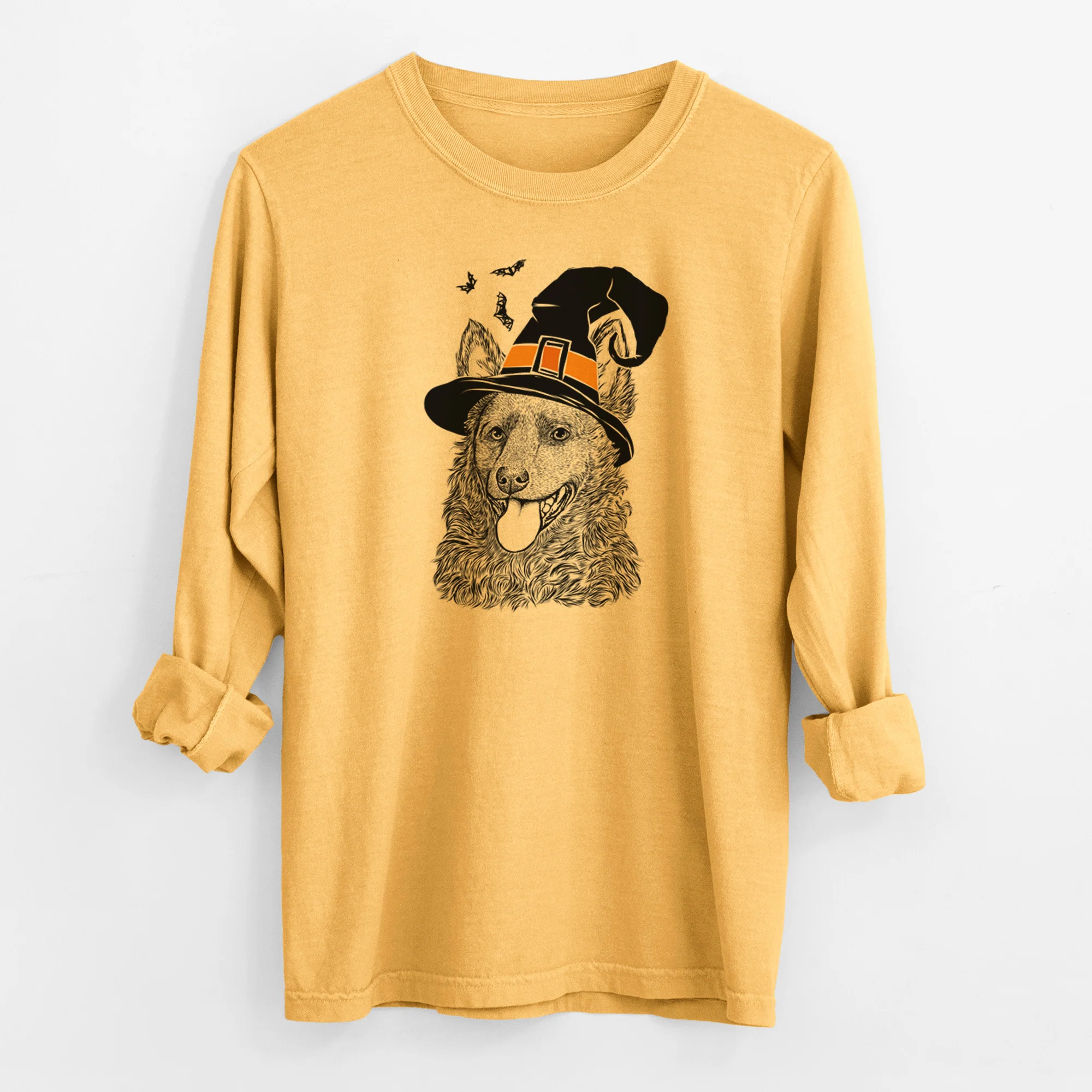 Witch Maximo the Mudi - Men's Heavyweight 100% Cotton Long Sleeve - Image 3