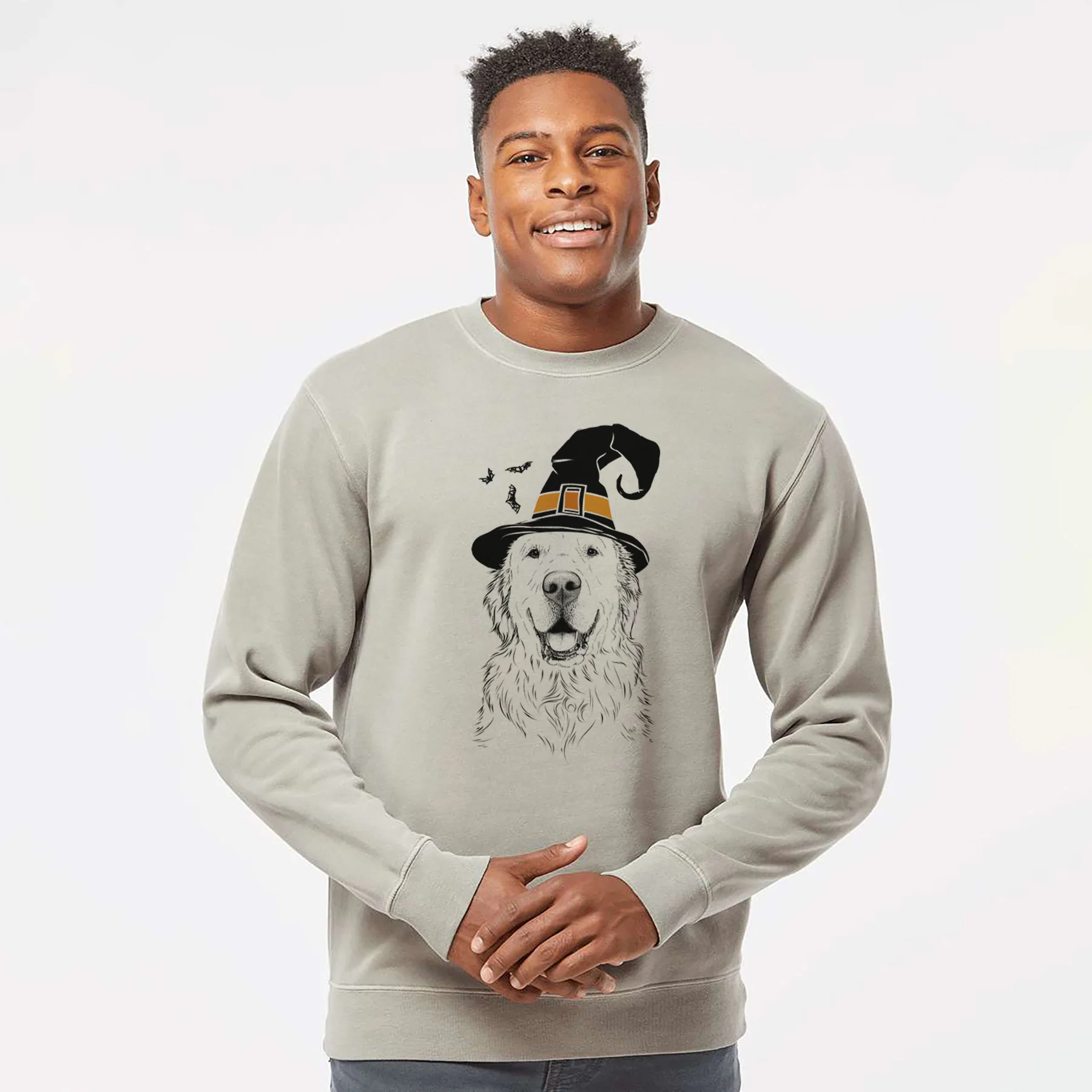 Witch Maximus the Golden Retriever - Unisex Pigment Dyed Crew Sweatshirt - Image 3