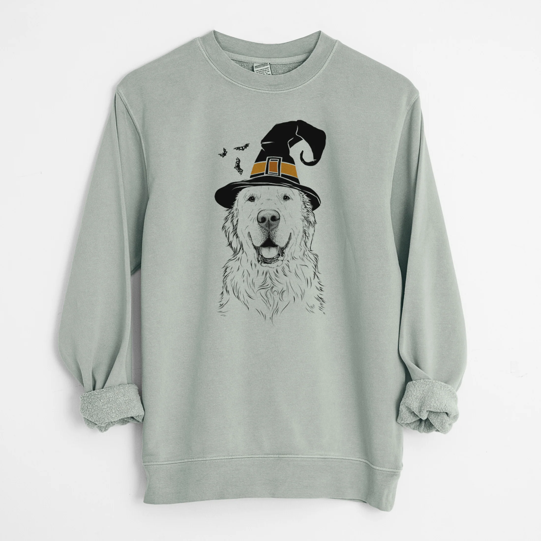 Witch Maximus the Golden Retriever - Unisex Pigment Dyed Crew Sweatshirt - Image 6