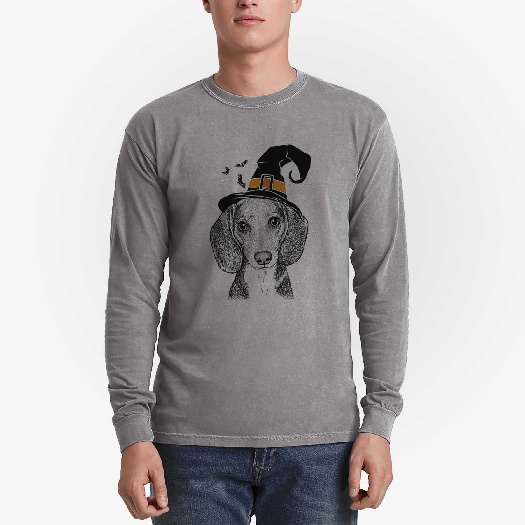 Witch Mayor Andy the Beagle - Men's Heavyweight 100% Cotton Long Sleeve - Image 5