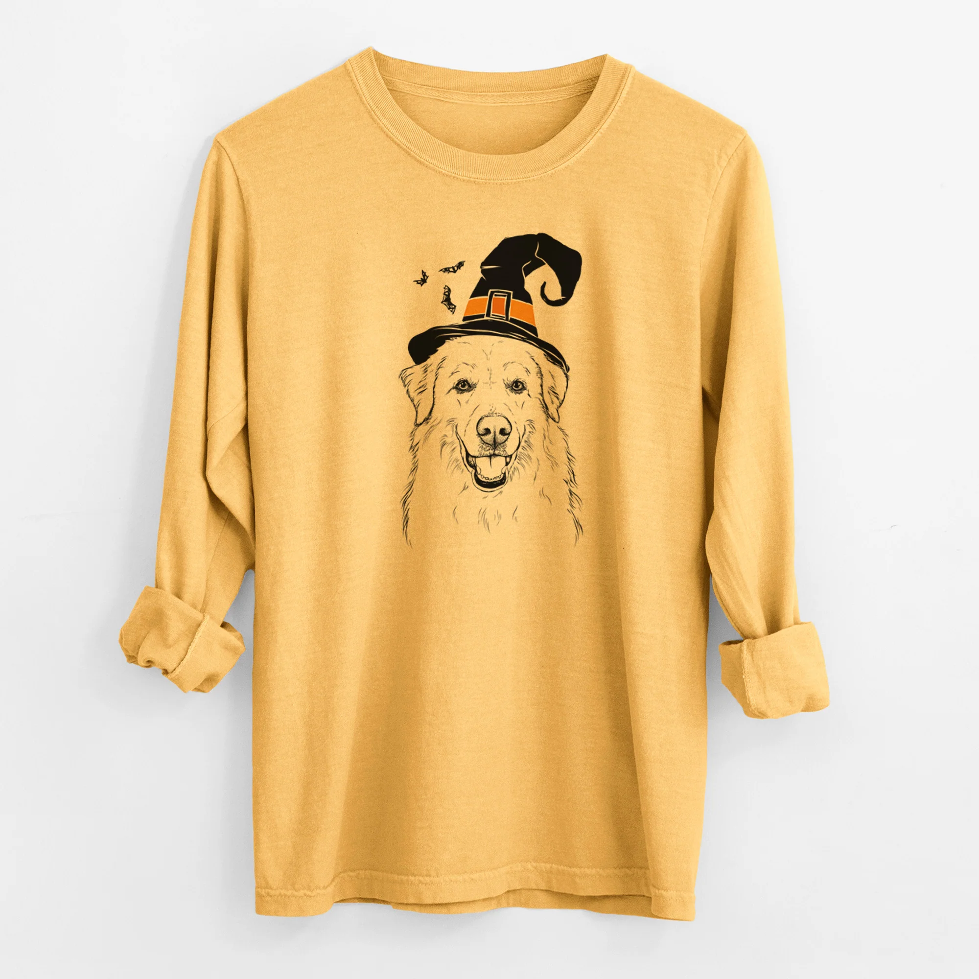 Witch Meg the Great Pyrenees - Men's Heavyweight 100% Cotton Long Sleeve - Image 3