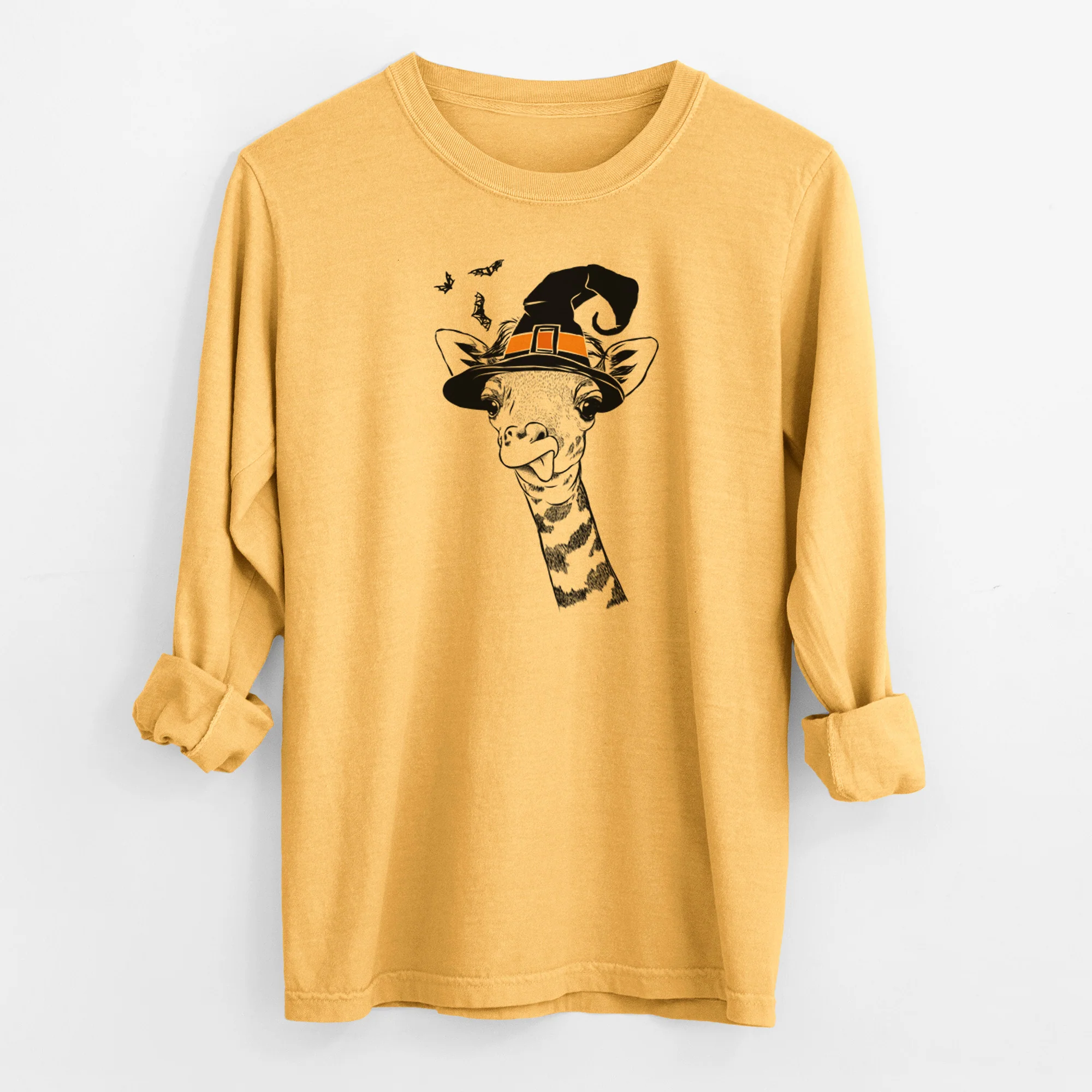 Witch Mel the Baby Giraffe - Men's Heavyweight 100% Cotton Long Sleeve - Image 3