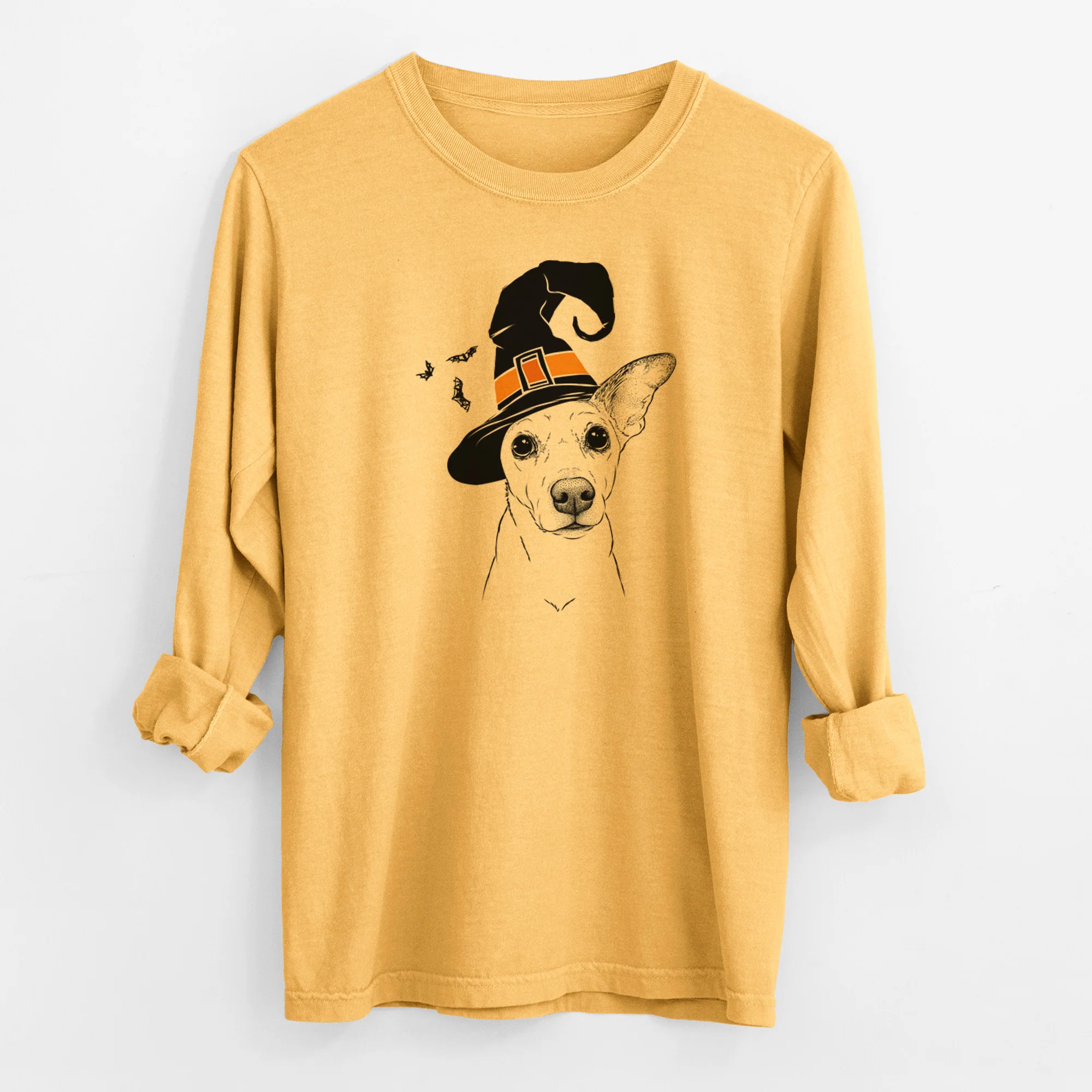 Witch Molly the Jack Russell Terrier - Men's Heavyweight 100% Cotton Long Sleeve - Image 3