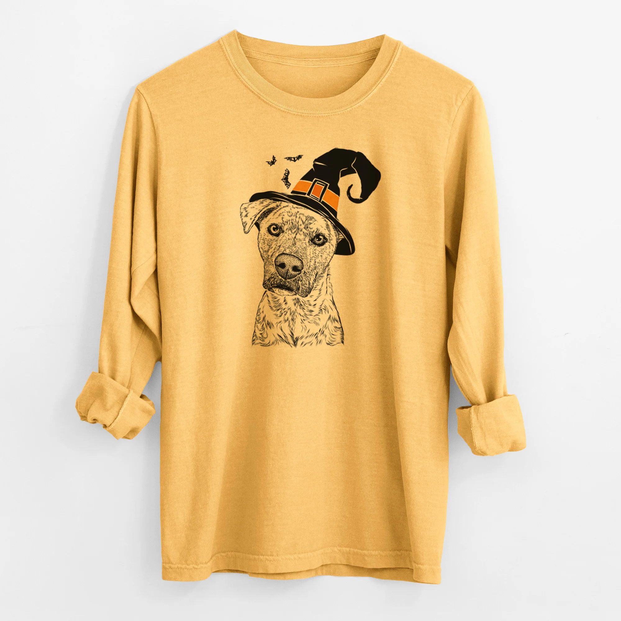 Witch Monster Baby the Pitbull Mix - Men's Heavyweight 100% Cotton Long Sleeve - Image 3