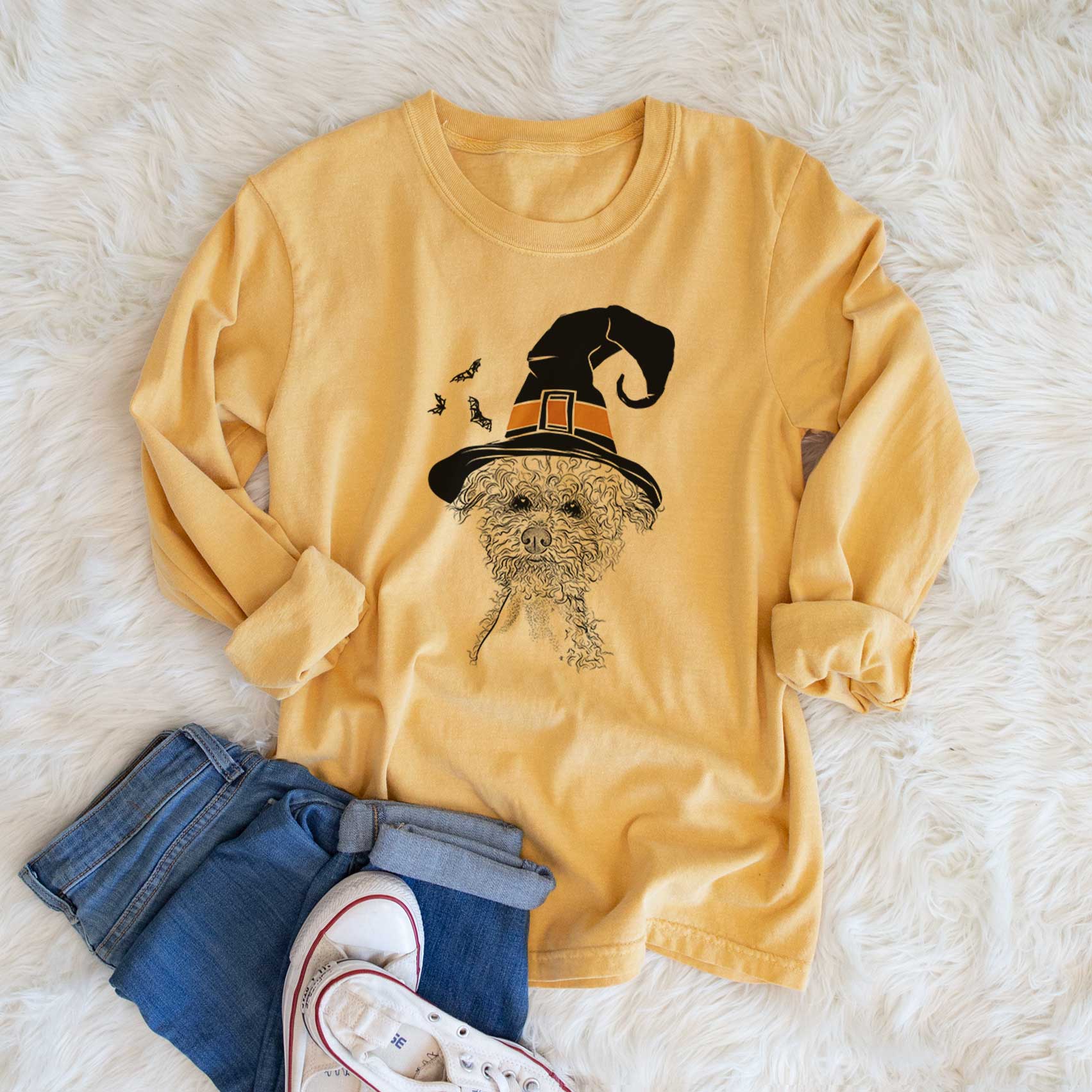 Witch Muffin the Poodle - Men's Heavyweight 100% Cotton Long Sleeve - Image 6
