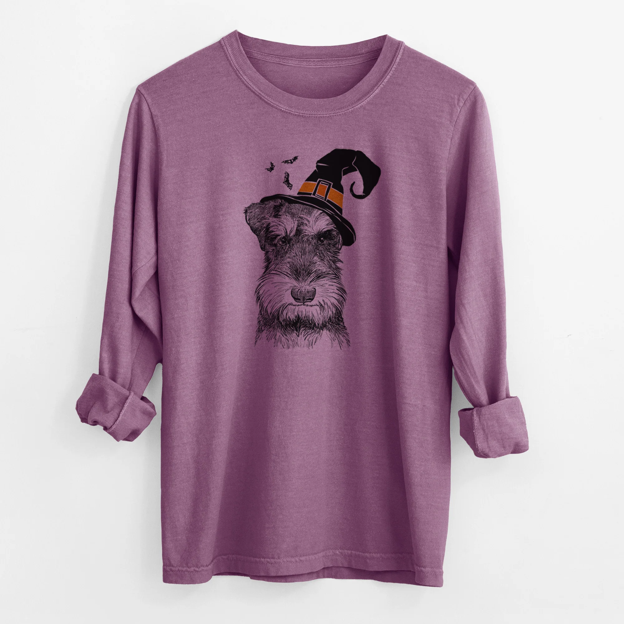Witch Murphy the Mini Schnauzer - Men's Heavyweight 100% Cotton Long Sleeve - Image 10