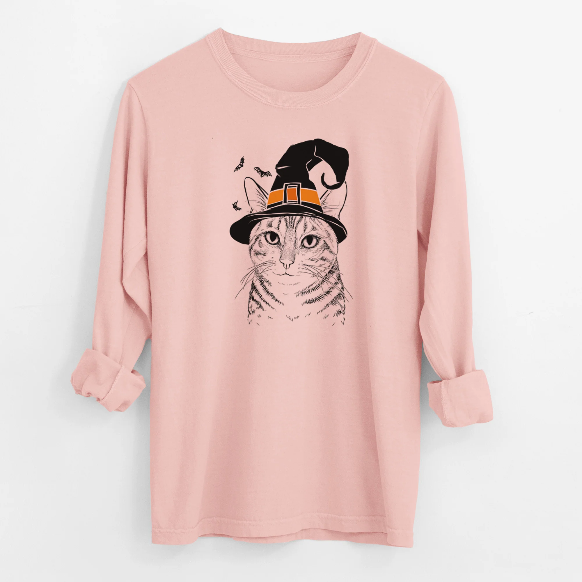 Witch Nell the Tabby Cat - Men's Heavyweight 100% Cotton Long Sleeve - Image 12