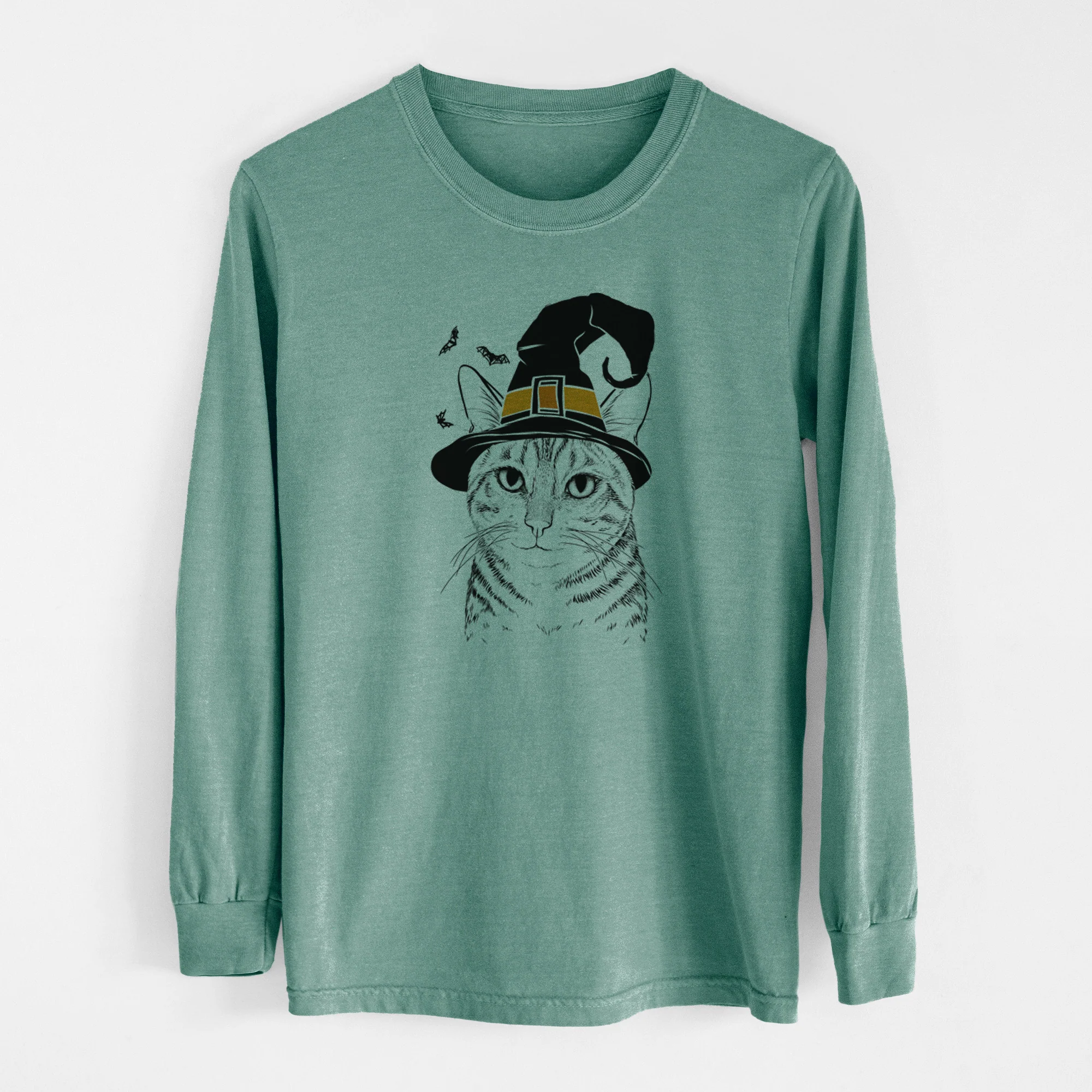 Witch Nell the Tabby Cat - Men's Heavyweight 100% Cotton Long Sleeve - Image 13