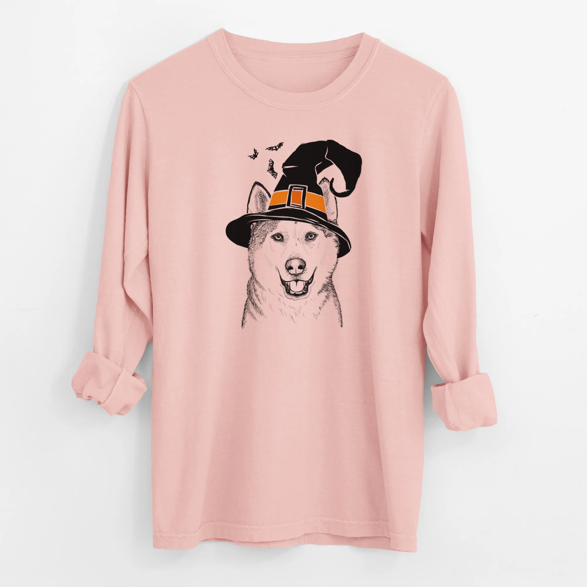 Witch Nika the Siberian Husky - Men's Heavyweight 100% Cotton Long Sleeve - Image 12