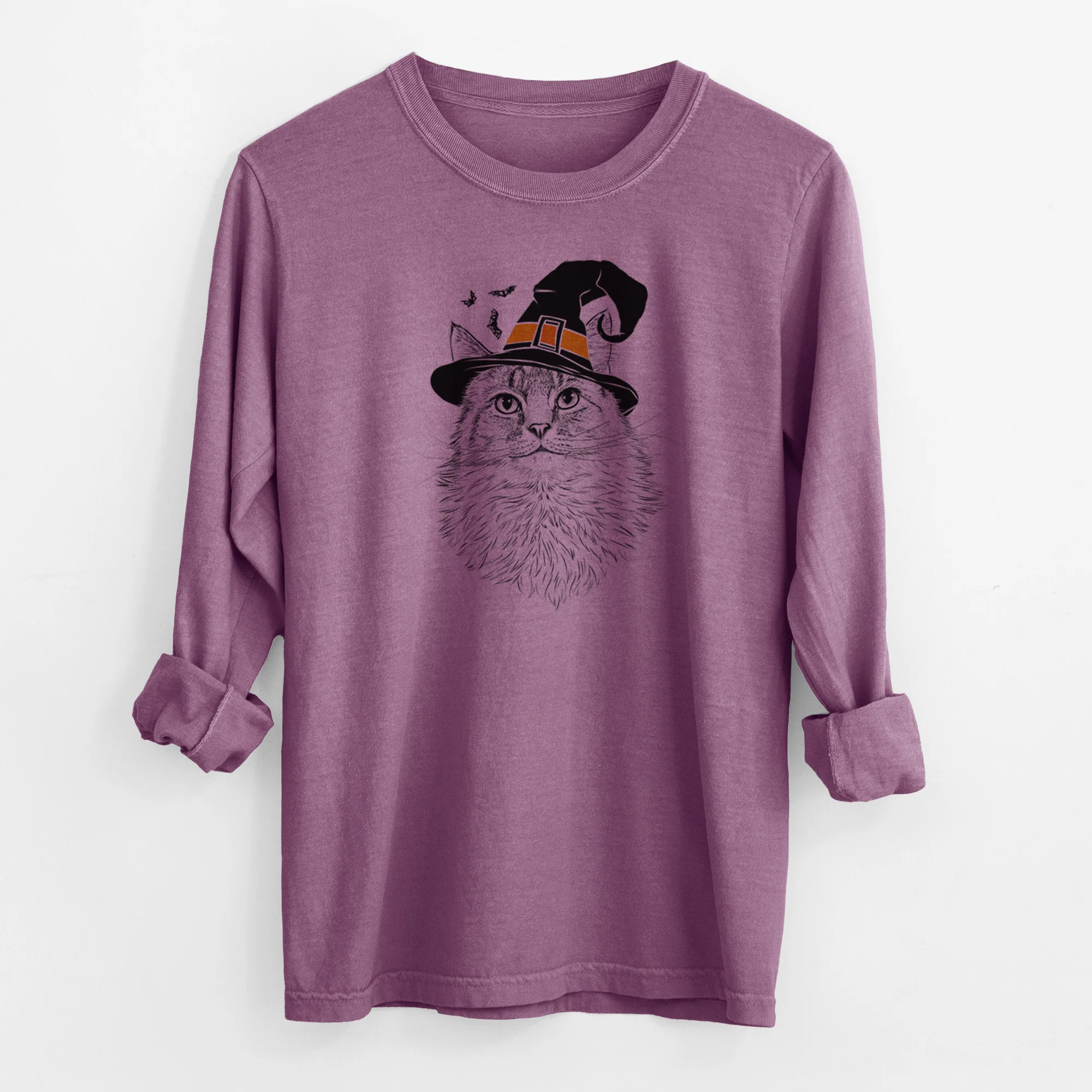 Witch Olive the Cat - Men's Heavyweight 100% Cotton Long Sleeve - Image 10