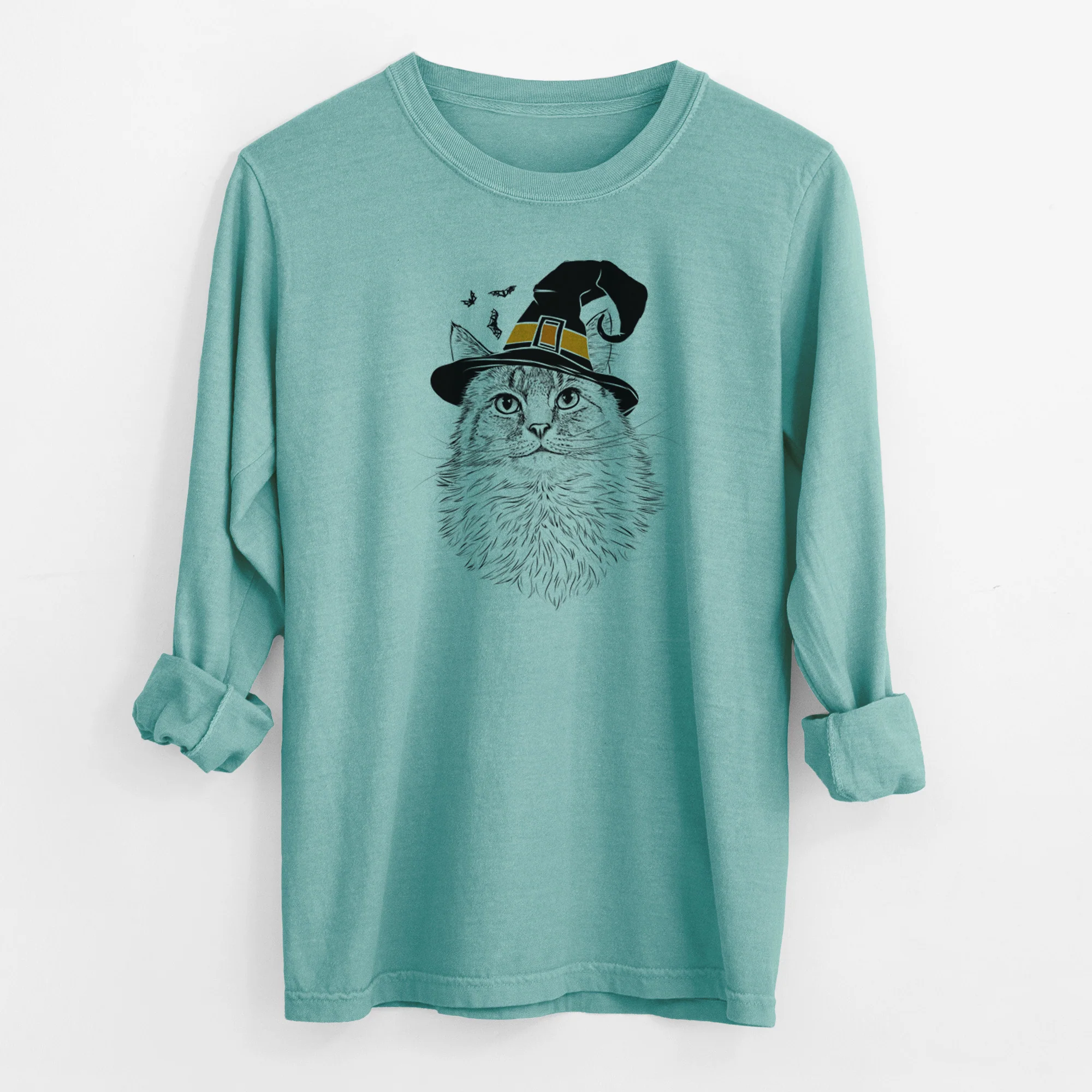 Witch Olive the Cat - Men's Heavyweight 100% Cotton Long Sleeve - Image 9