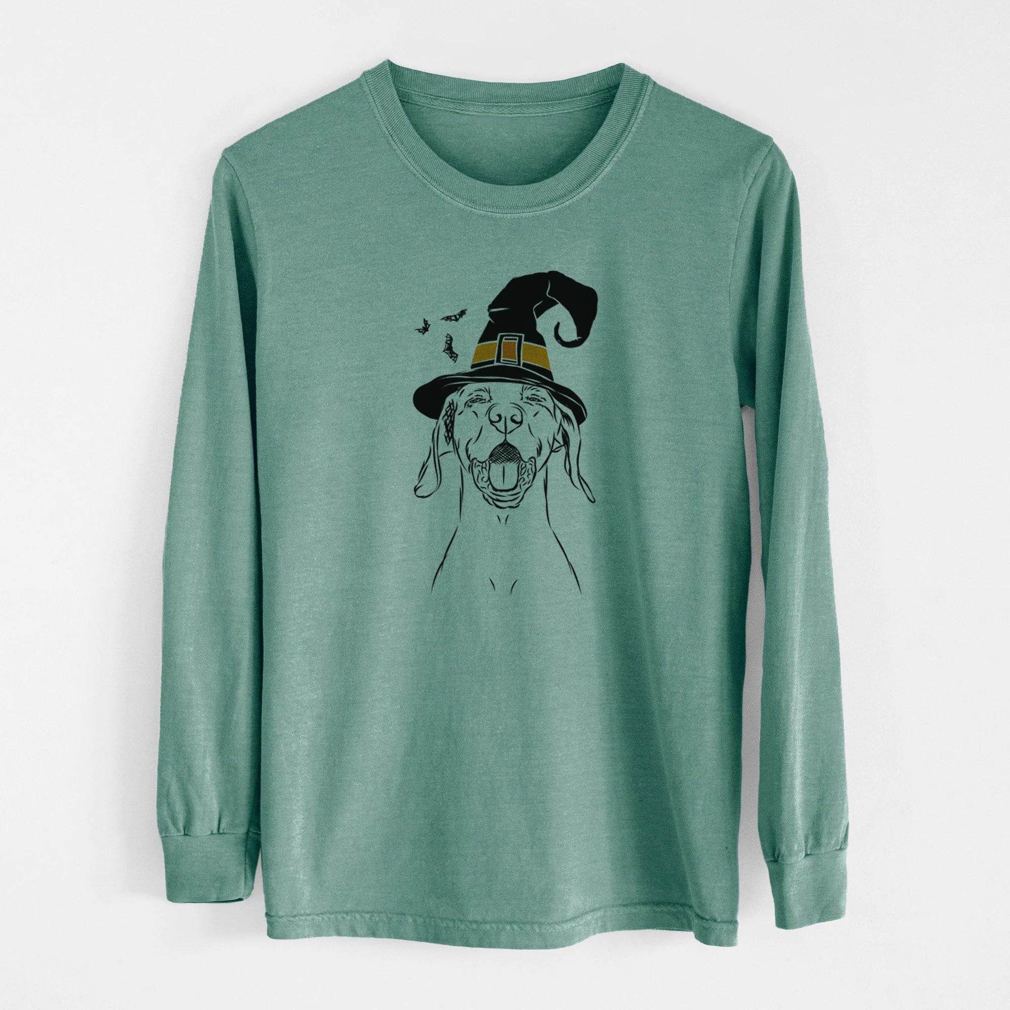 Witch Ollie the Vizsla - Men's Heavyweight 100% Cotton Long Sleeve - Image 13