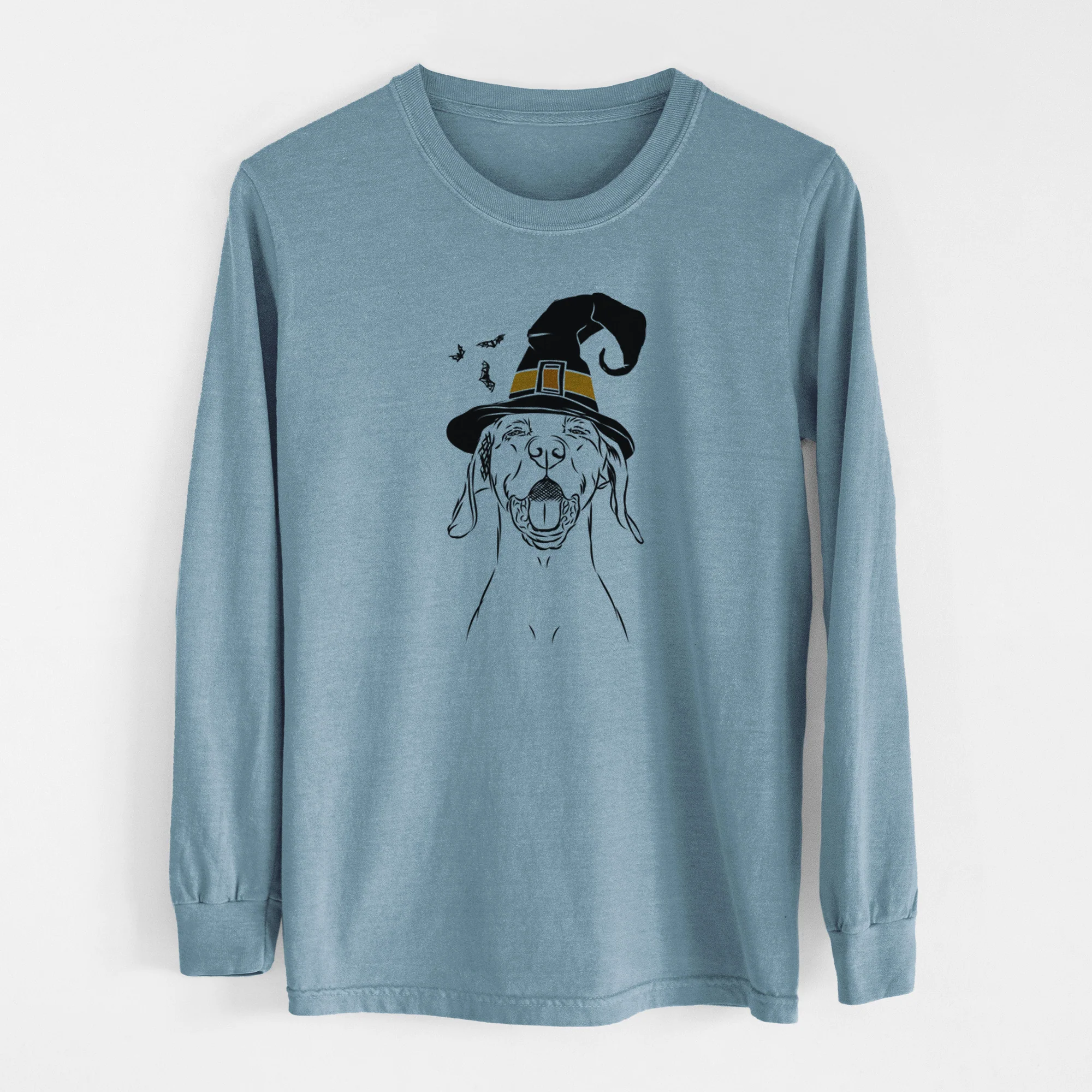 Witch Ollie the Vizsla - Men's Heavyweight 100% Cotton Long Sleeve - Image 8
