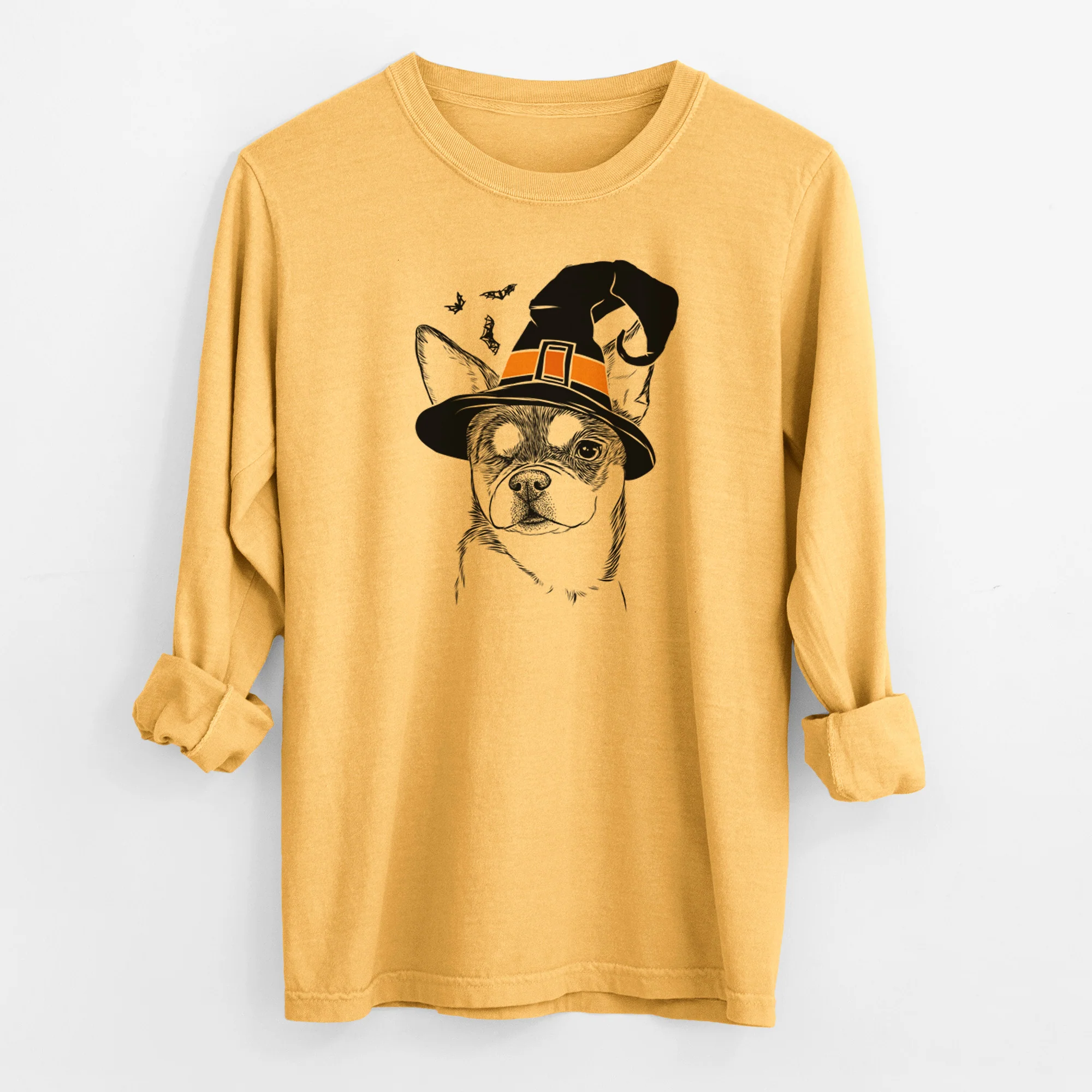 Witch Paris the Chihuahua - Men's Heavyweight 100% Cotton Long Sleeve - Image 3