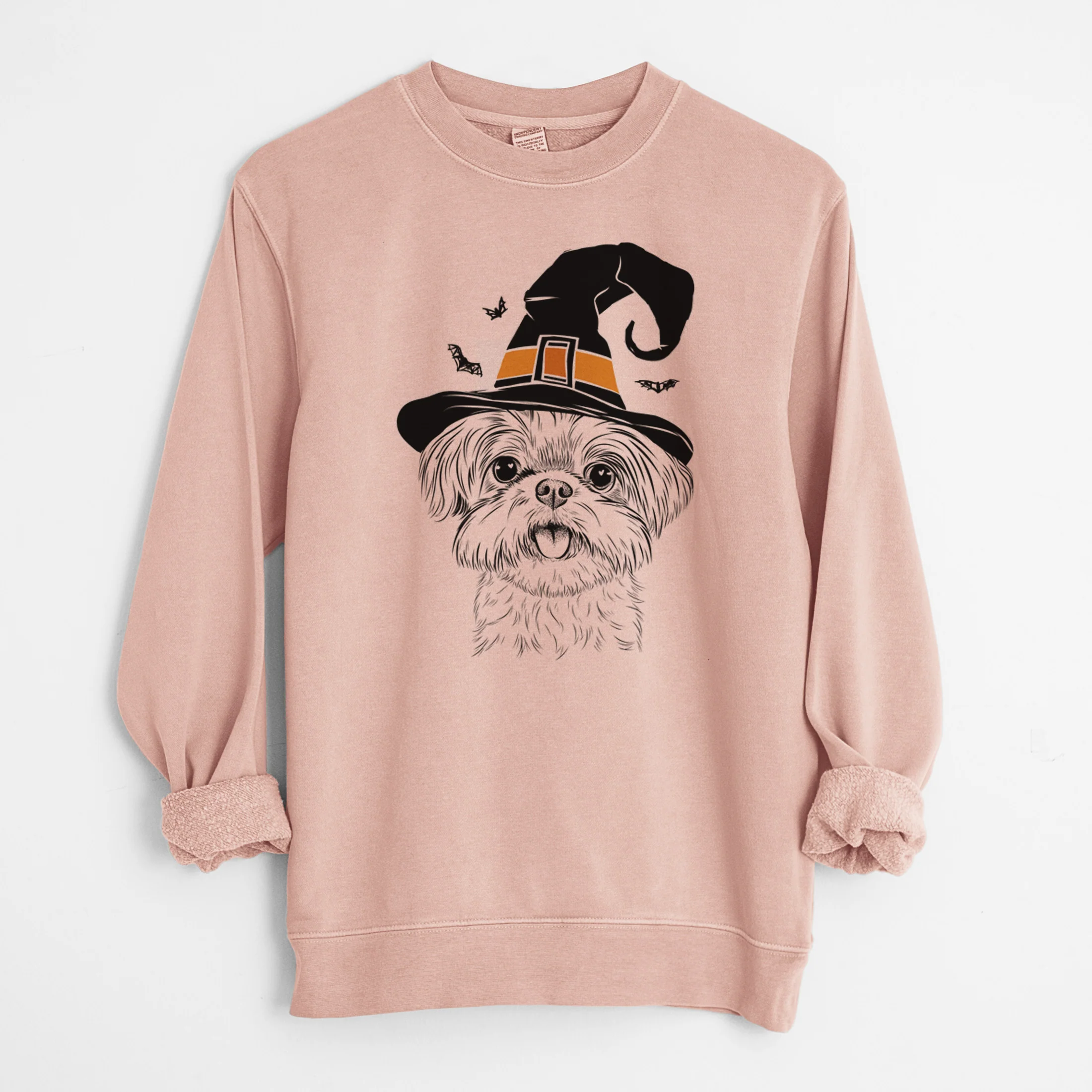 Witch Pebbles the Shorkie - Unisex Pigment Dyed Crew Sweatshirt - Image 5